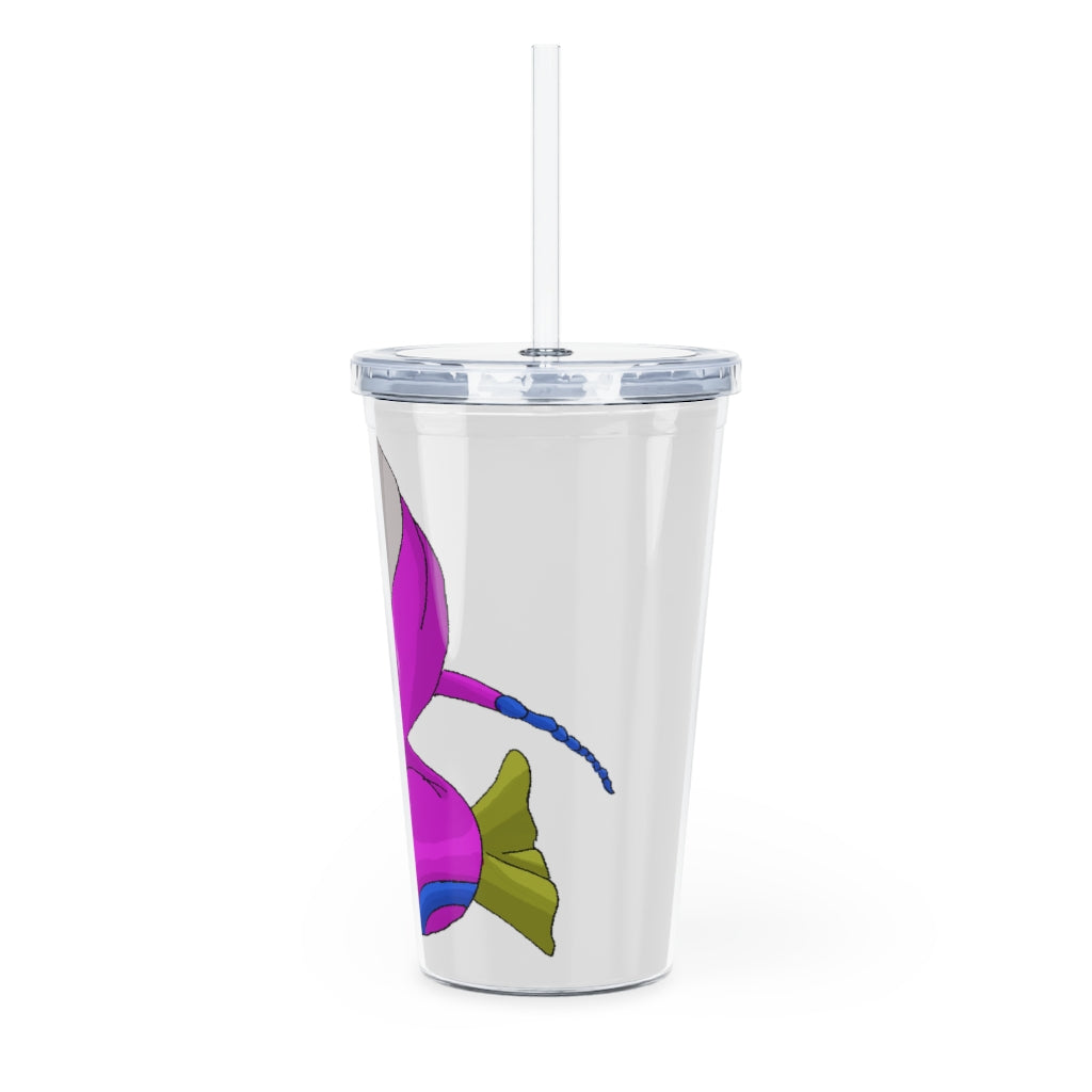 Plato Plastic Tumbler with Straw in vibrant colors, showcasing its customizable design and double wall insulation.