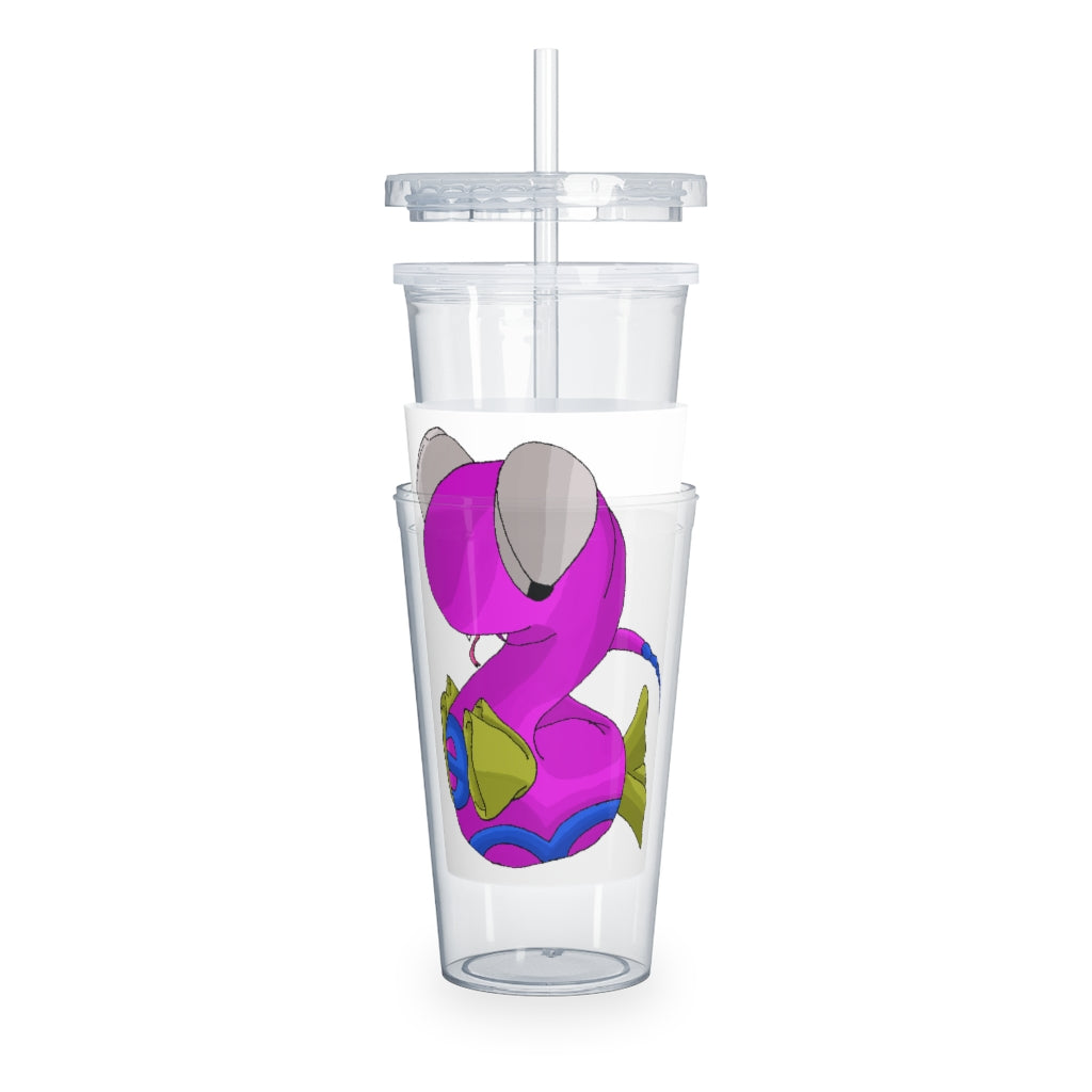 Plato Plastic Tumbler with Straw in vibrant colors, showcasing its customizable design and double wall insulation.