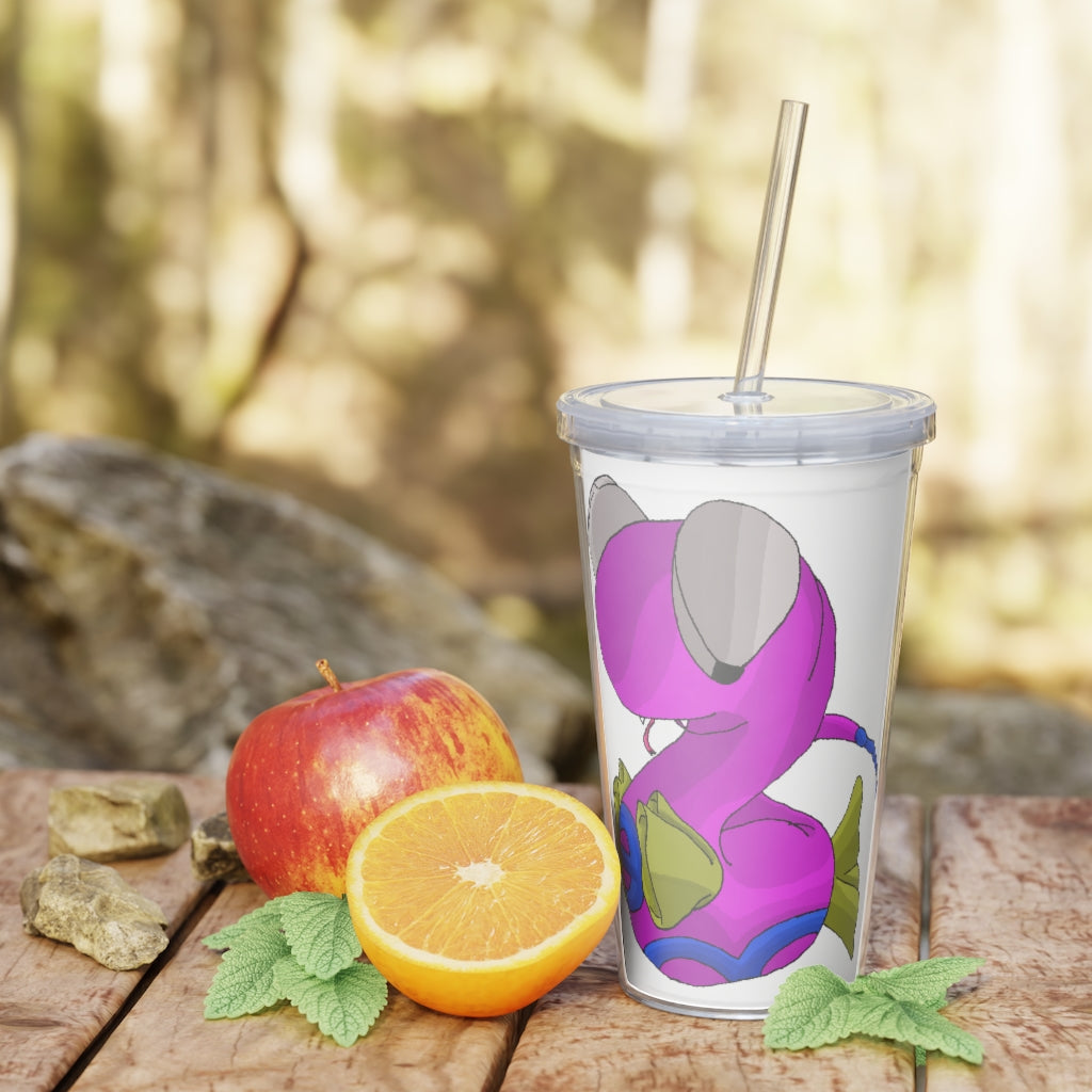 Plato Plastic Tumbler with Straw in vibrant colors, showcasing its customizable design and double wall insulation.