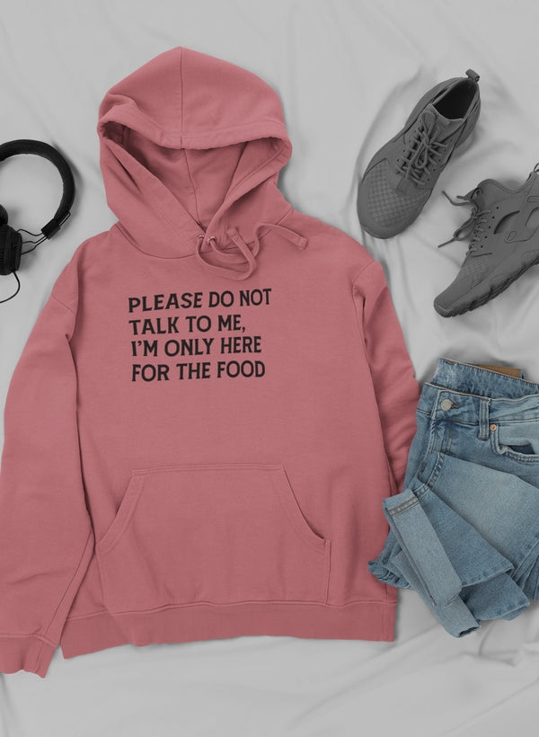 A stylish hoodie with the phrase 'Please Do Not Talk To Me' designed by top artists, featuring a cozy fleece lining and adjustable hood.