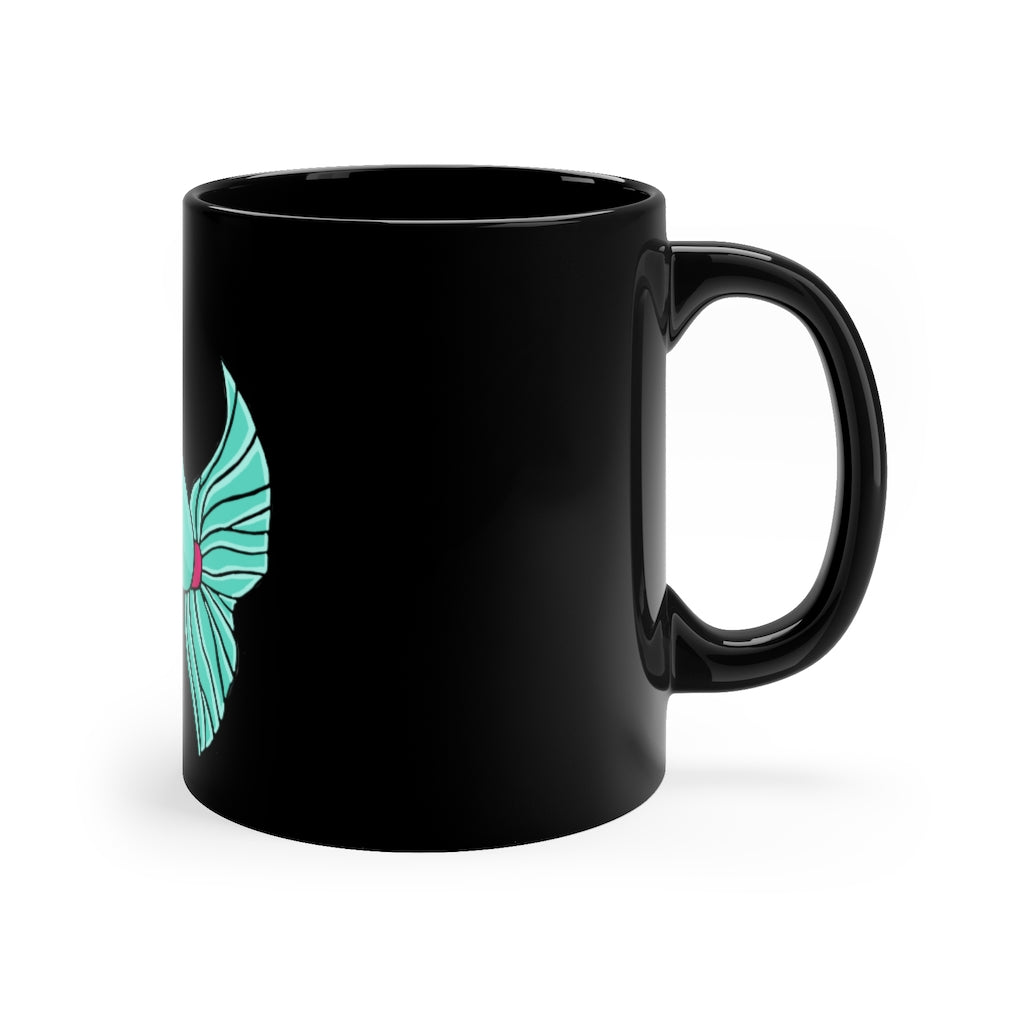 Plumo 11oz Black Mug, a sleek black ceramic mug with a C-handle, perfect for coffee, tea, or hot chocolate.