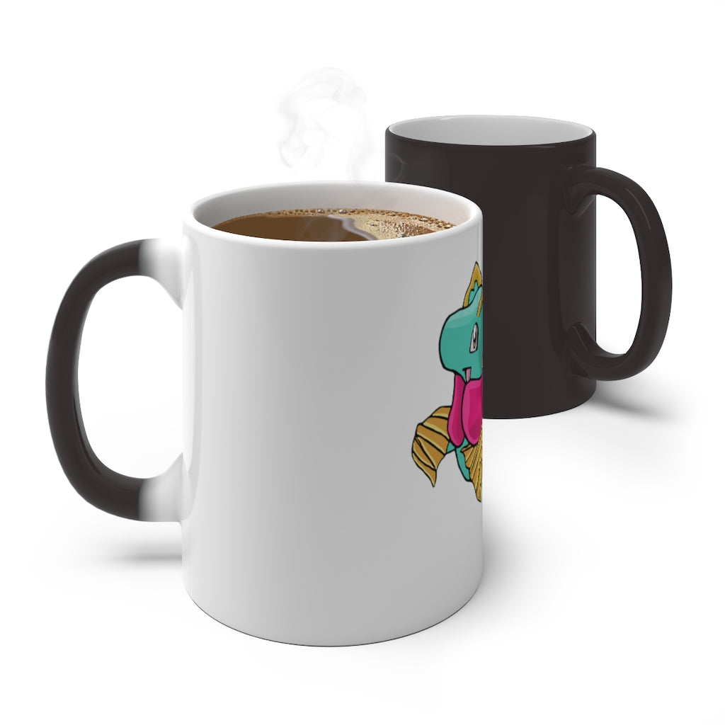 Plumo Color Changing Mug showcasing its vibrant color transformation with a warm beverage inside.