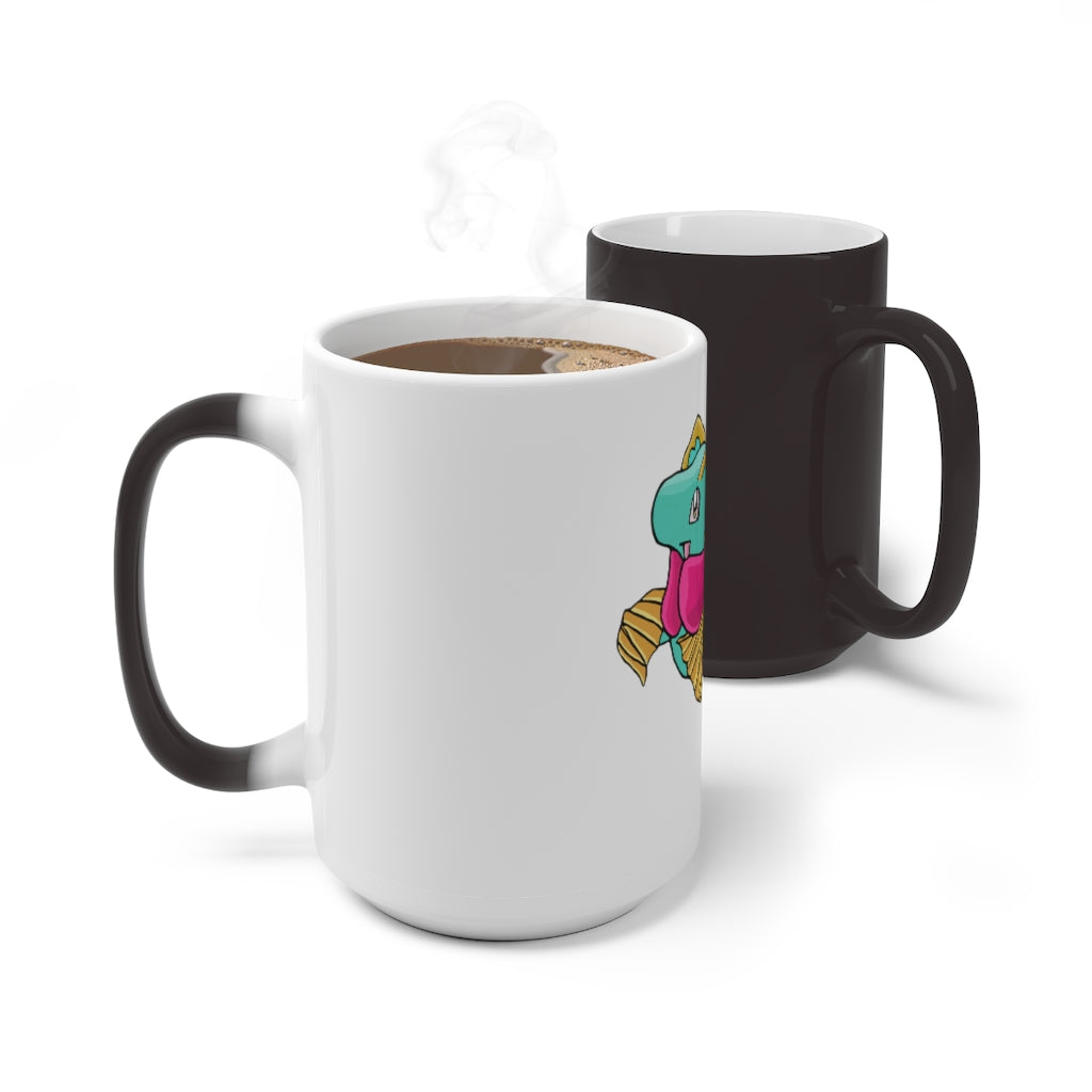 Plumo Color Changing Mug showcasing its vibrant color transformation with a warm beverage inside.