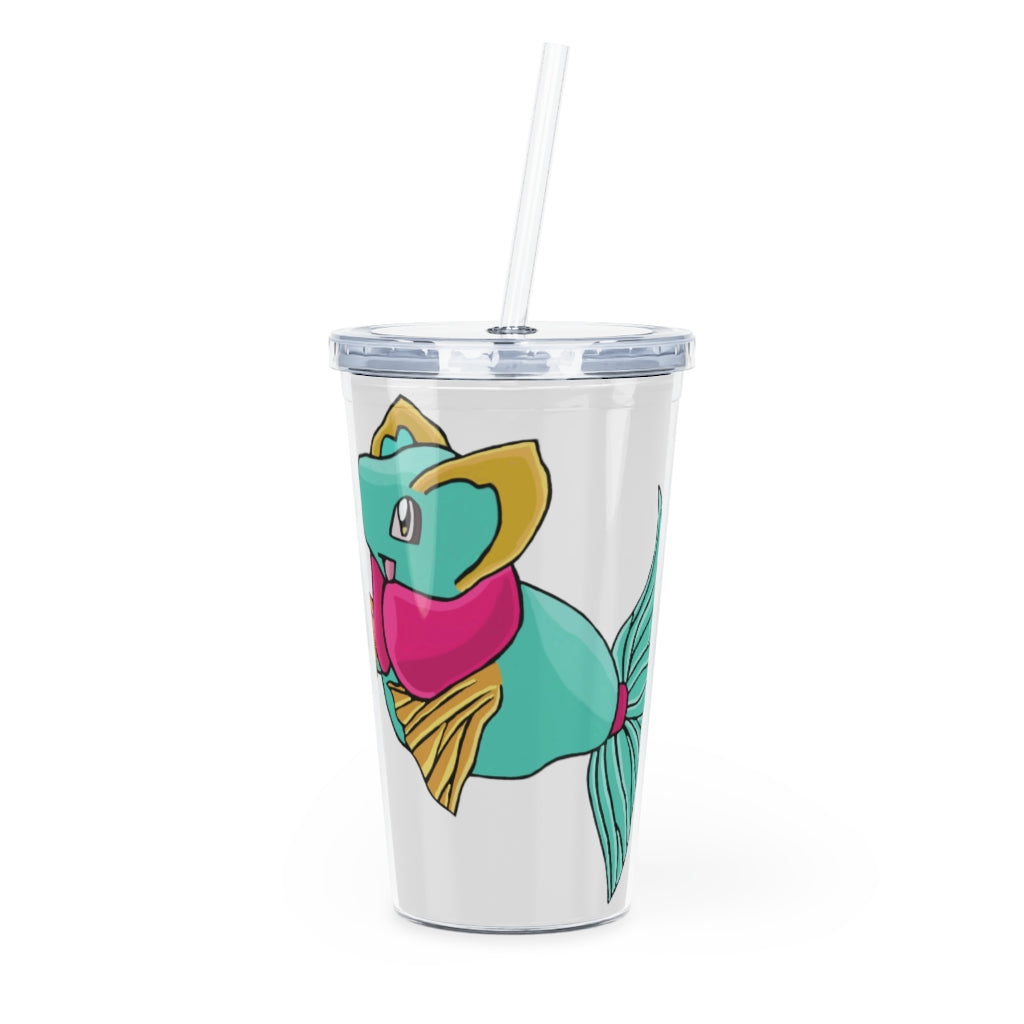 Plumo Plastic Tumbler with Straw showcasing a customizable design, perfect for events and gatherings.