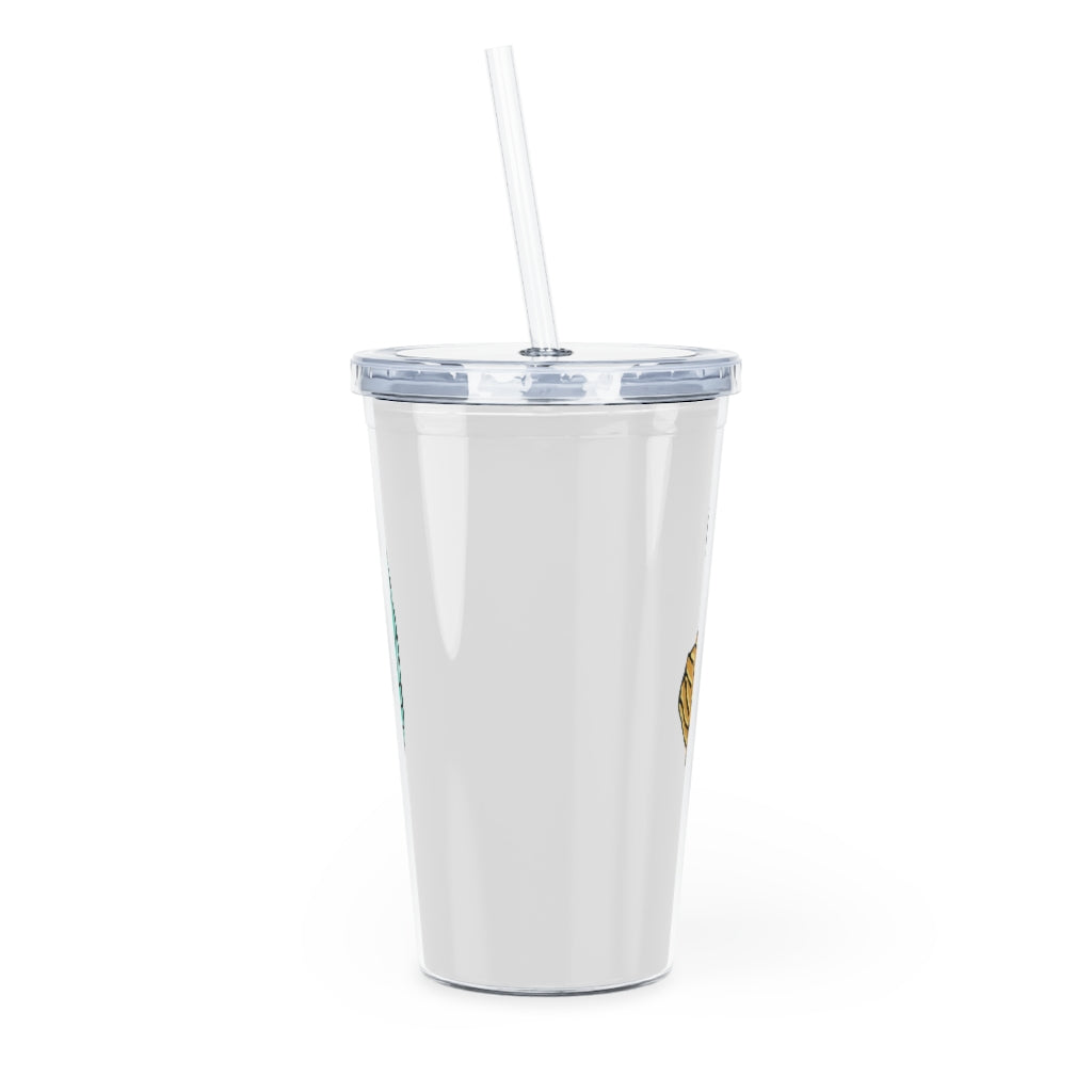 Plumo Plastic Tumbler with Straw showcasing a customizable design, perfect for events and gatherings.