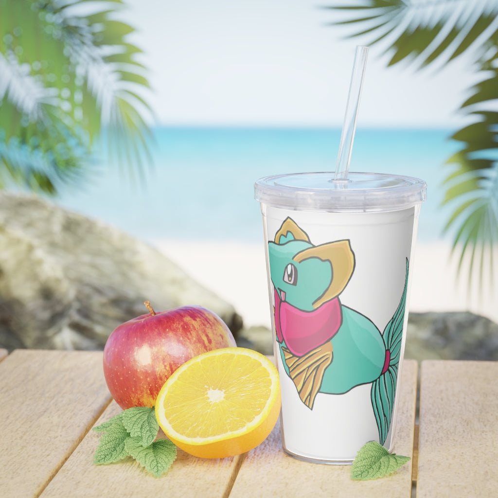 Plumo Plastic Tumbler with Straw showcasing a customizable design, perfect for events and gatherings.