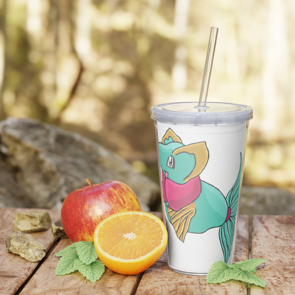 Plumo Plastic Tumbler with Straw showcasing a customizable design, perfect for events and gatherings.