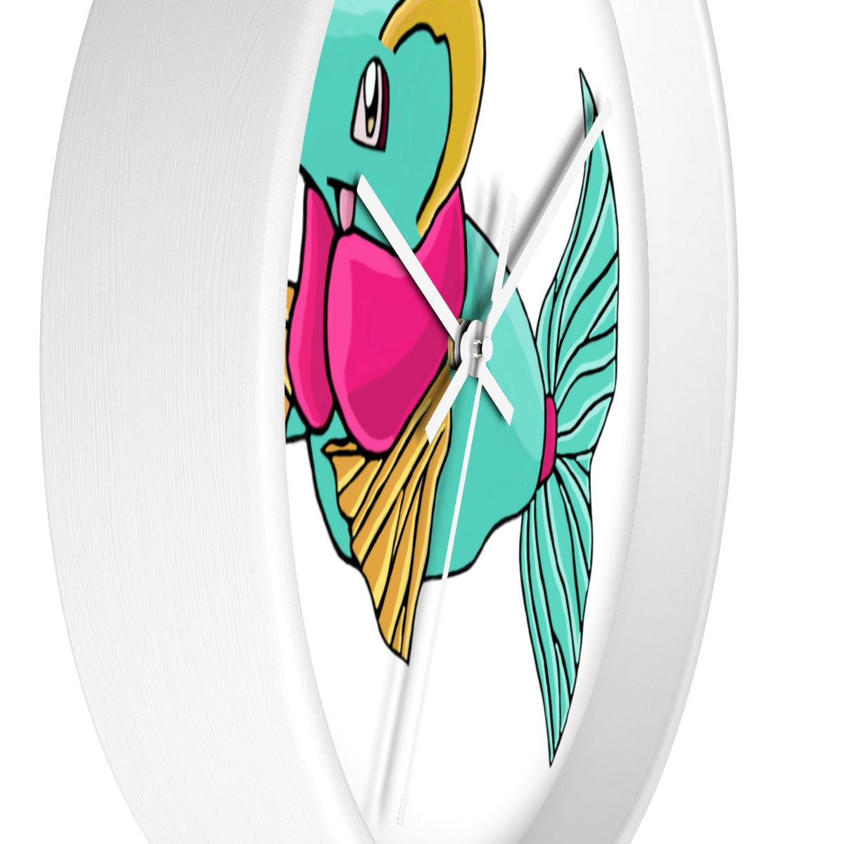 Plumo Wall Clock featuring a wooden frame and plexiglass face, designed for indoor use with a silent mechanism.