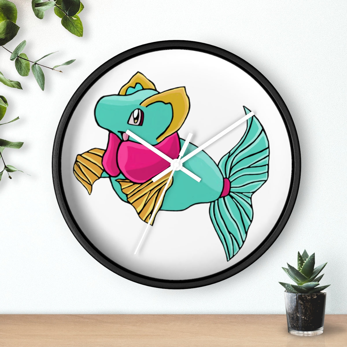 Plumo Wall Clock featuring a wooden frame and plexiglass face, designed for indoor use with a silent mechanism.