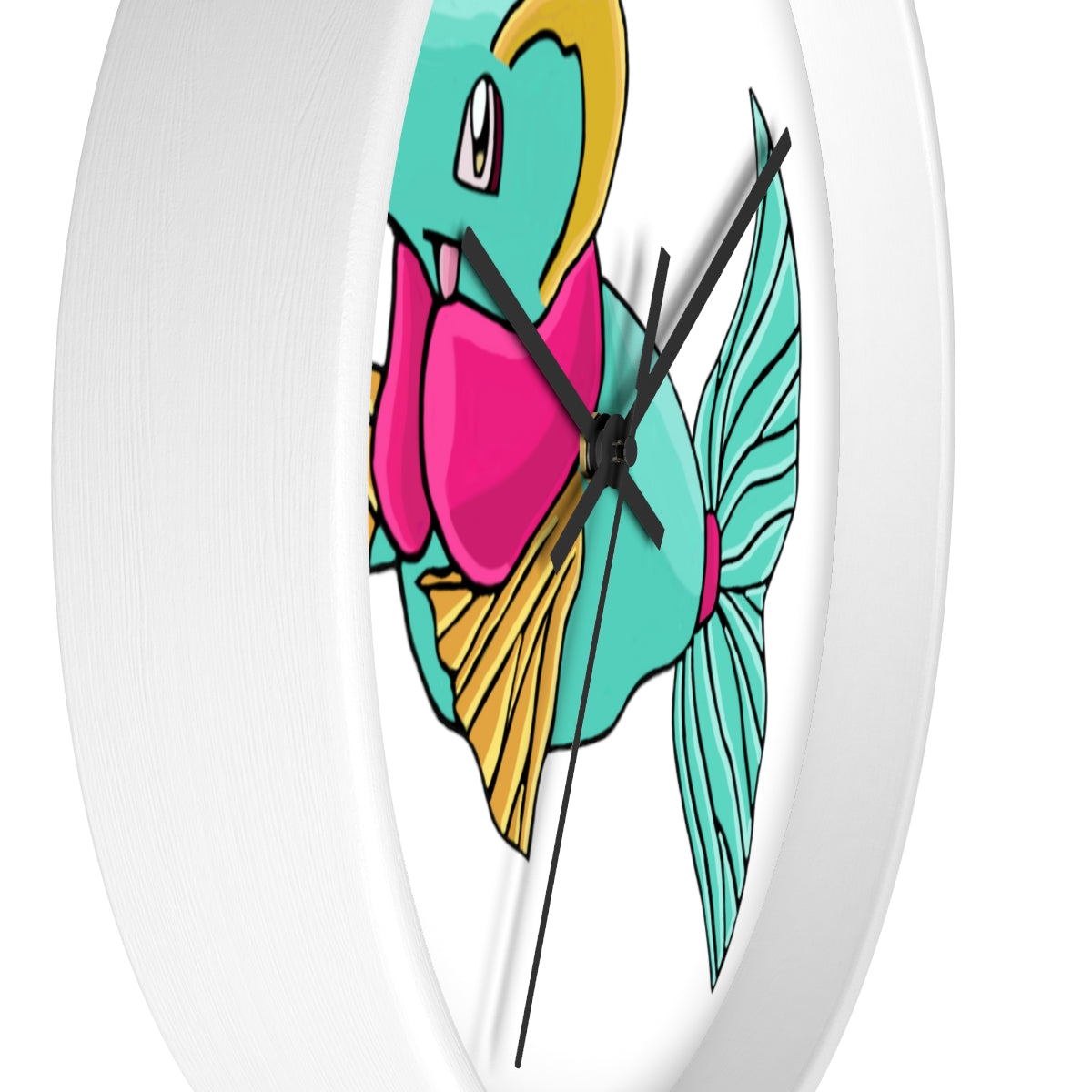 Plumo Wall Clock featuring a wooden frame and plexiglass face, designed for indoor use with a silent mechanism.