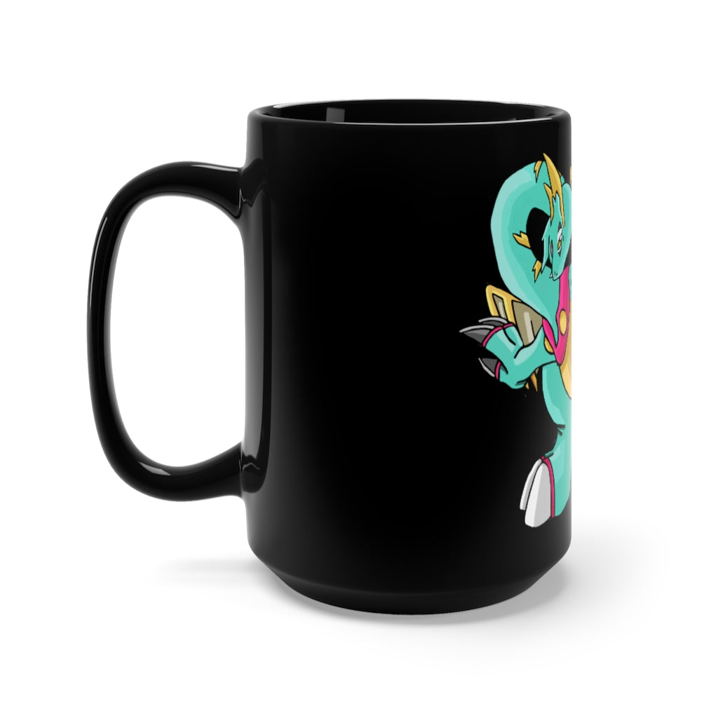 Plumrikamos Black Mug 15oz, a stylish black ceramic mug with a C-handle, perfect for coffee and tea lovers.