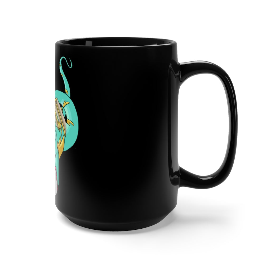 Plumrikamos Black Mug 15oz, a stylish black ceramic mug with a C-handle, perfect for coffee and tea lovers.