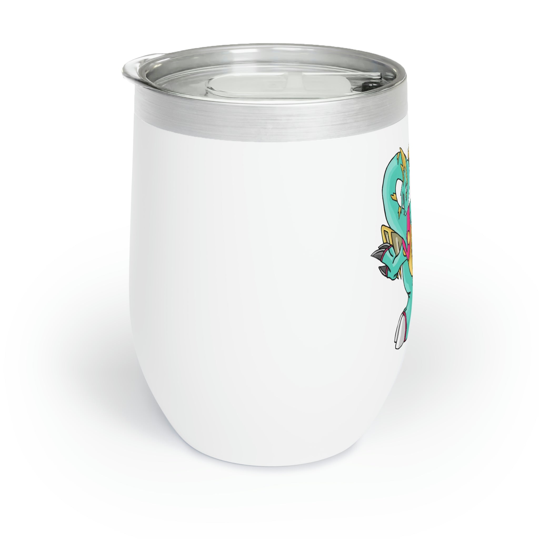 Plumrikamos Chill Wine Tumbler in stainless steel with a sleek design, showcasing its double-insulated walls and customizable surface.