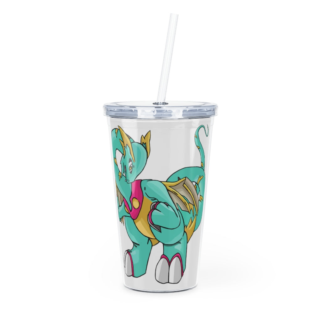 Plumrikamos Plastic Tumbler with Straw showcasing a vibrant design, lid, and reusable straw, perfect for events and gatherings.