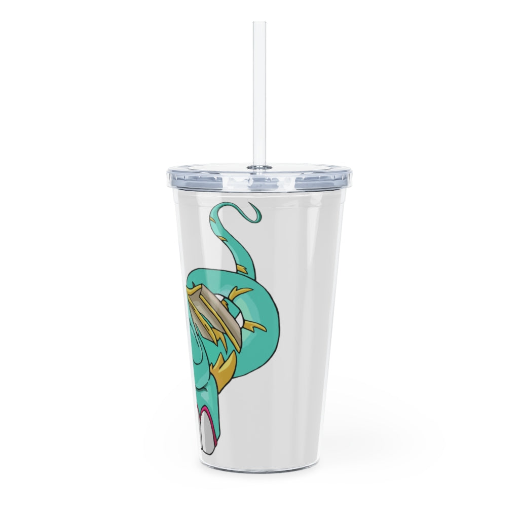 Plumrikamos Plastic Tumbler with Straw showcasing a vibrant design, lid, and reusable straw, perfect for events and gatherings.