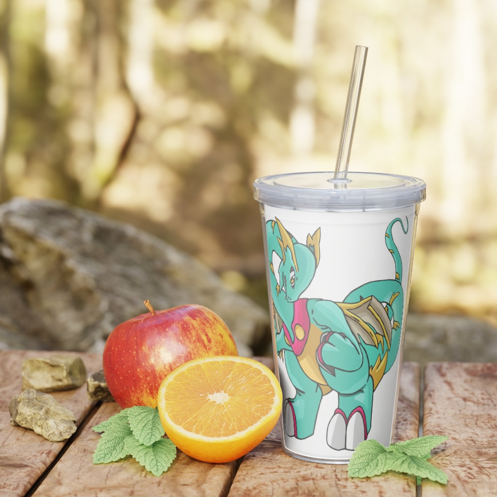 Plumrikamos Plastic Tumbler with Straw showcasing a vibrant design, lid, and reusable straw, perfect for events and gatherings.