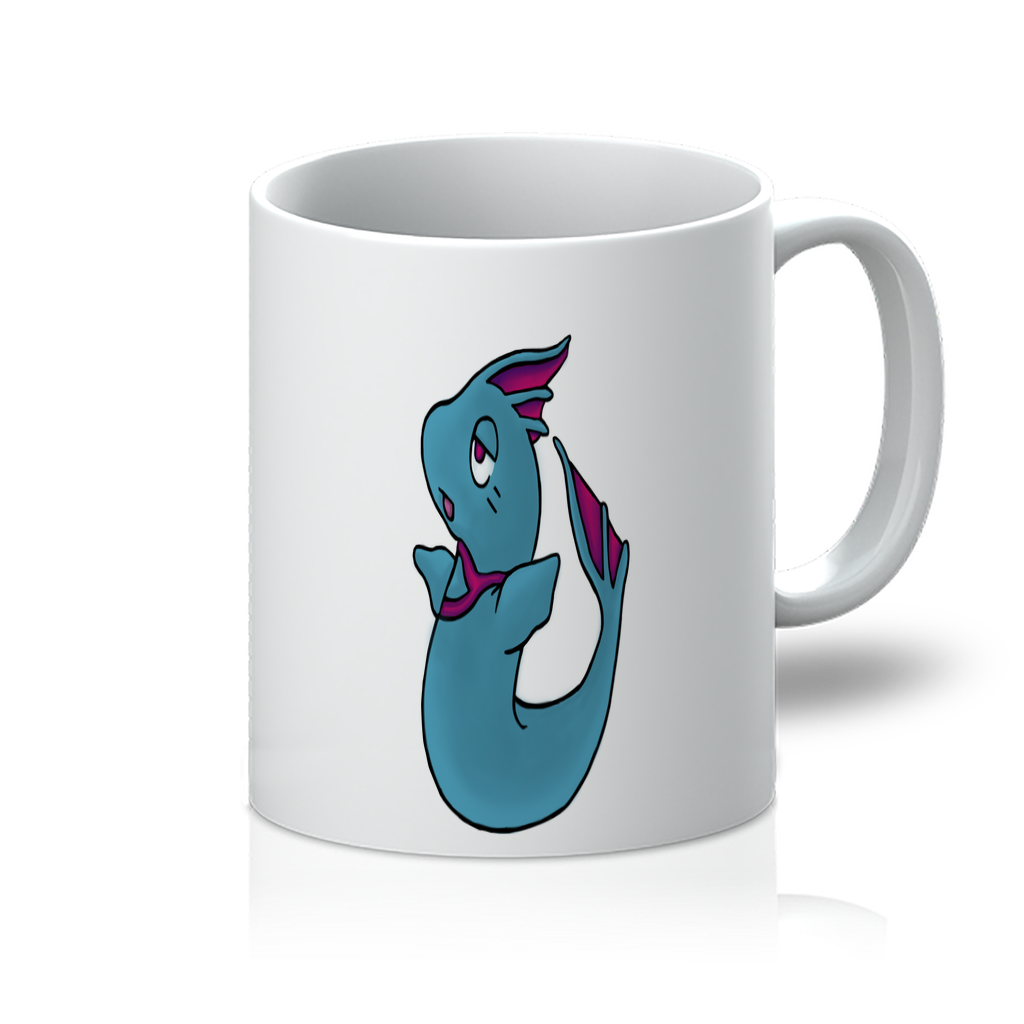 Plumyu 11oz Mug with vibrant sublimation design on a flawless white surface, showcasing its quality and print clarity.