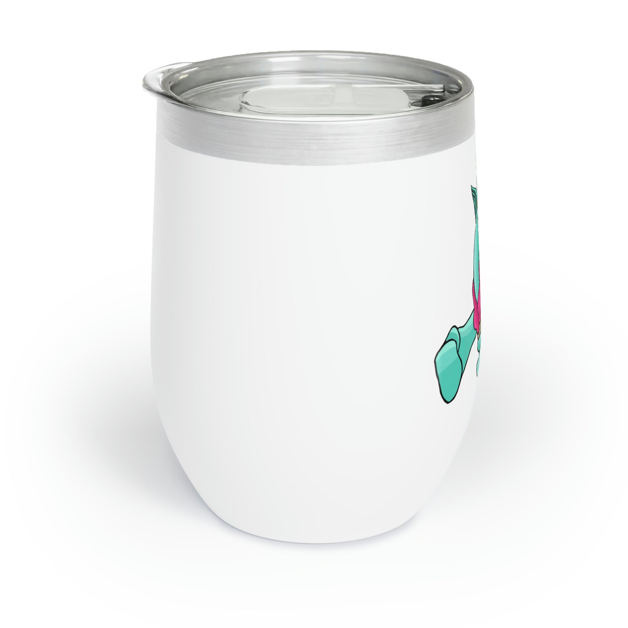 Plumyu Chill Wine Tumbler in stainless steel with a sleek design, showcasing its double-insulated walls and customizable features.