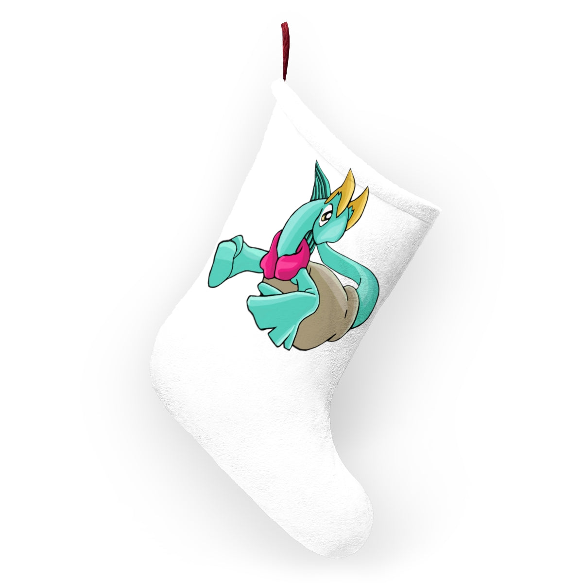 Plumyu Christmas Stockings hanging by a fireplace, featuring soft polyester fleece and personalized designs.