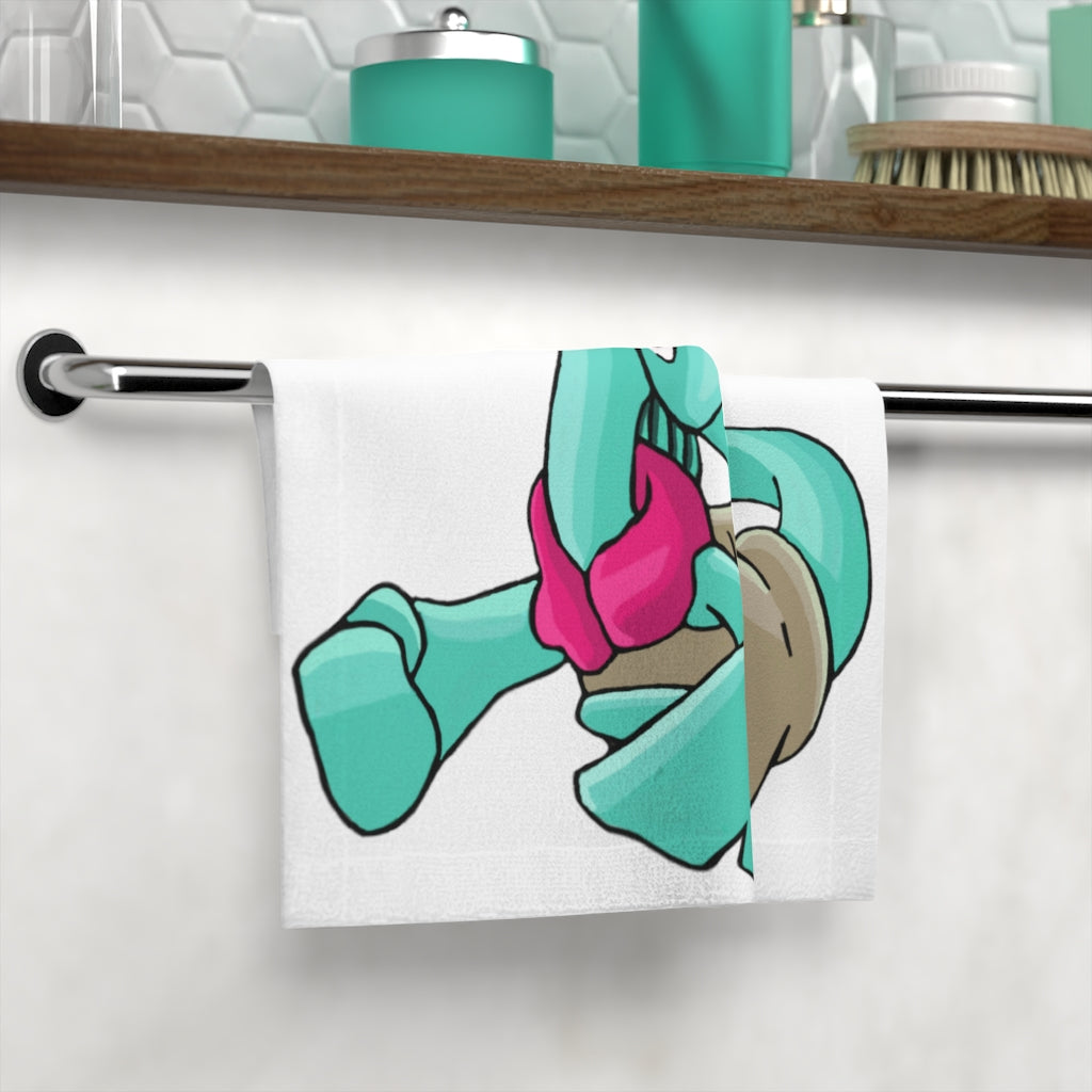 Plumyu Face Towel featuring a customizable polyester front and soft cotton back, ideal for bathroom use.