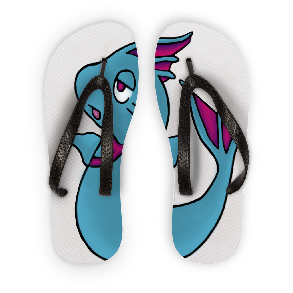 Plumyu Kids Flip Flops featuring customizable printed fabric with black and orange straps, perfect for summer fun.