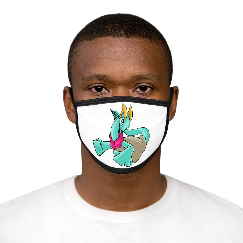 Plumyu Mixed-Fabric Face Mask featuring a black outer edge and earloops, made of polyester and cotton for comfort and style.