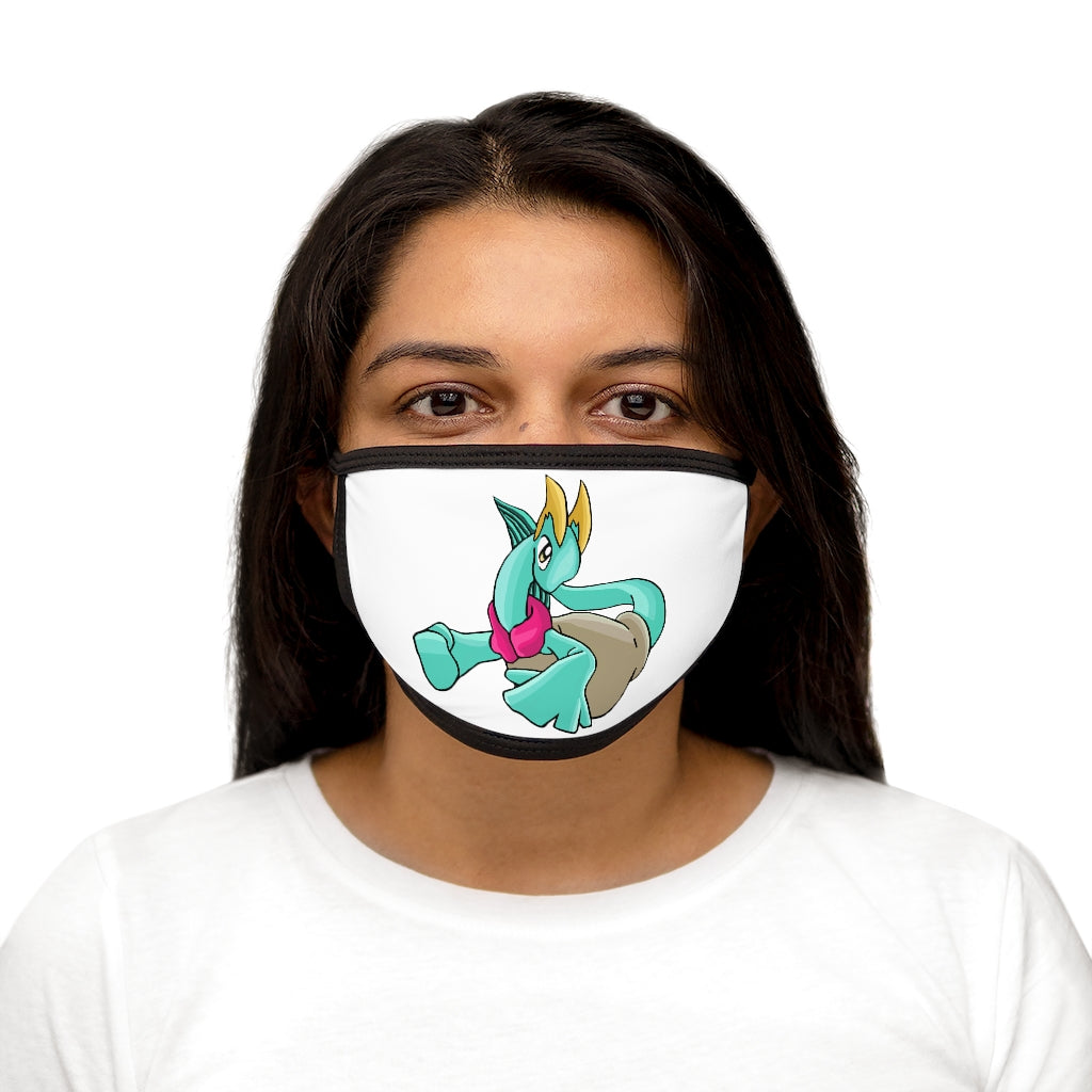 Plumyu Mixed-Fabric Face Mask featuring a black outer edge and earloops, made of polyester and cotton for comfort and style.