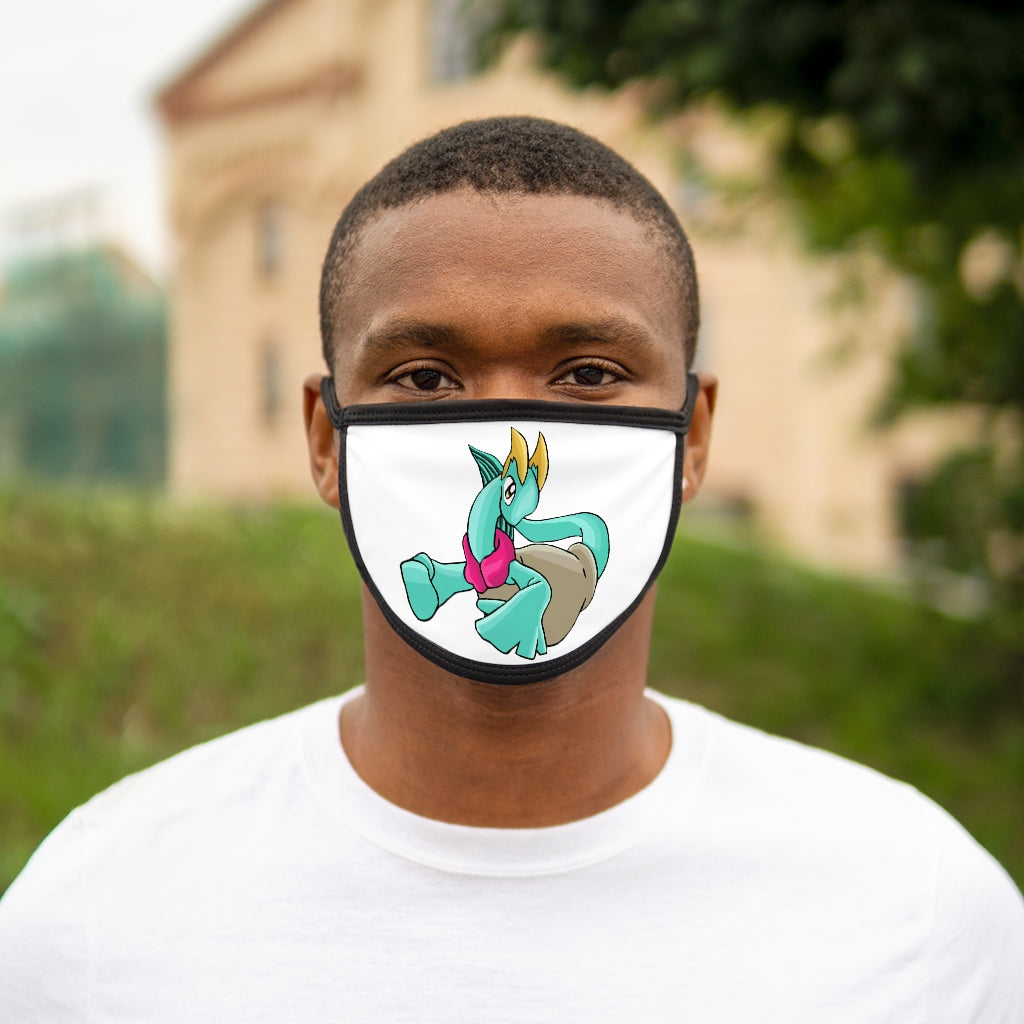 Plumyu Mixed-Fabric Face Mask featuring a black outer edge and earloops, made of polyester and cotton for comfort and style.