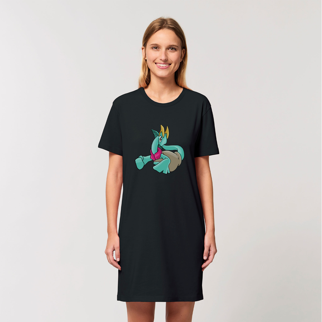 Plumyu Organic T-Shirt Dress in various colors, showcasing its soft fabric and stylish design.