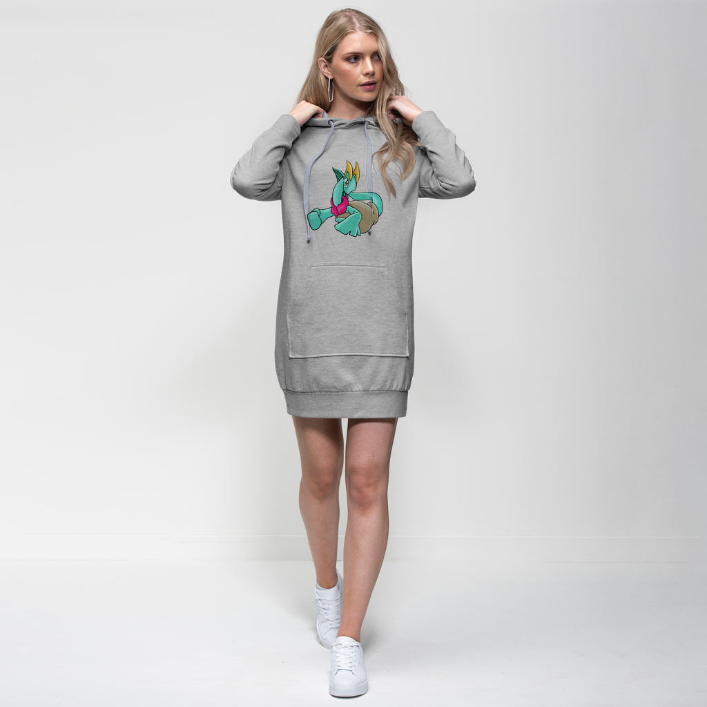 Plumyu Premium Adult Hoodie Dress in various colors, showcasing its relaxed fit, hood, and kangaroo pocket.