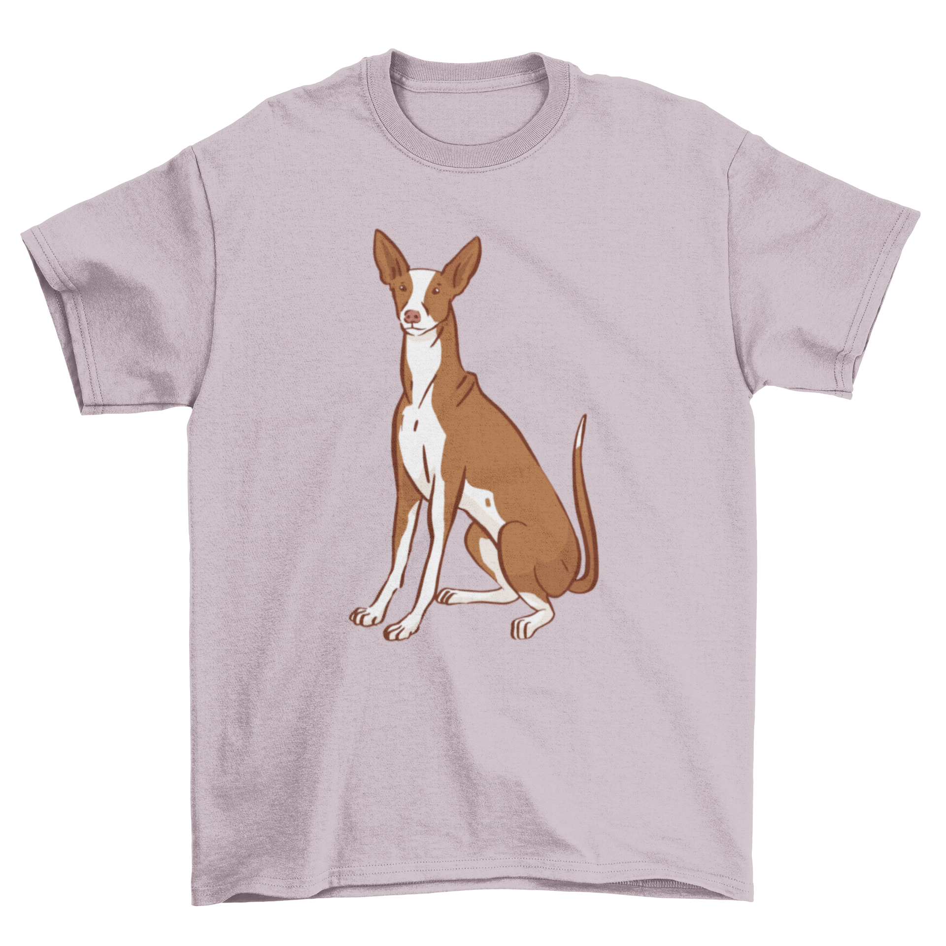 A stylish t-shirt featuring a Podenco dog design, showcasing its elegance and agility.