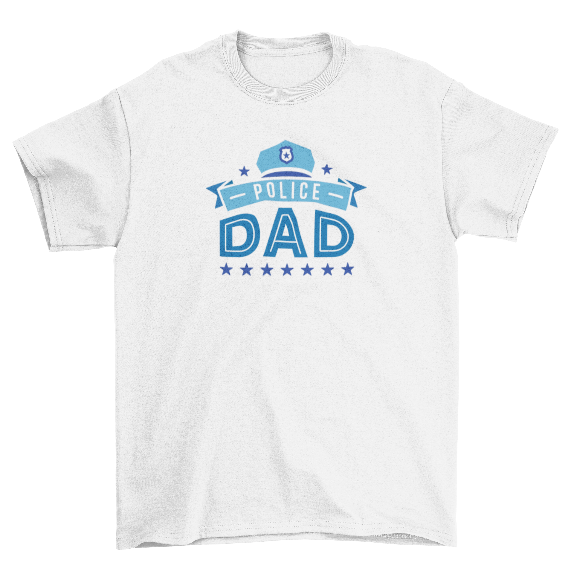 A comfortable Police Dad T-shirt featuring a bold quote design that reads 'POLICE DAD'.