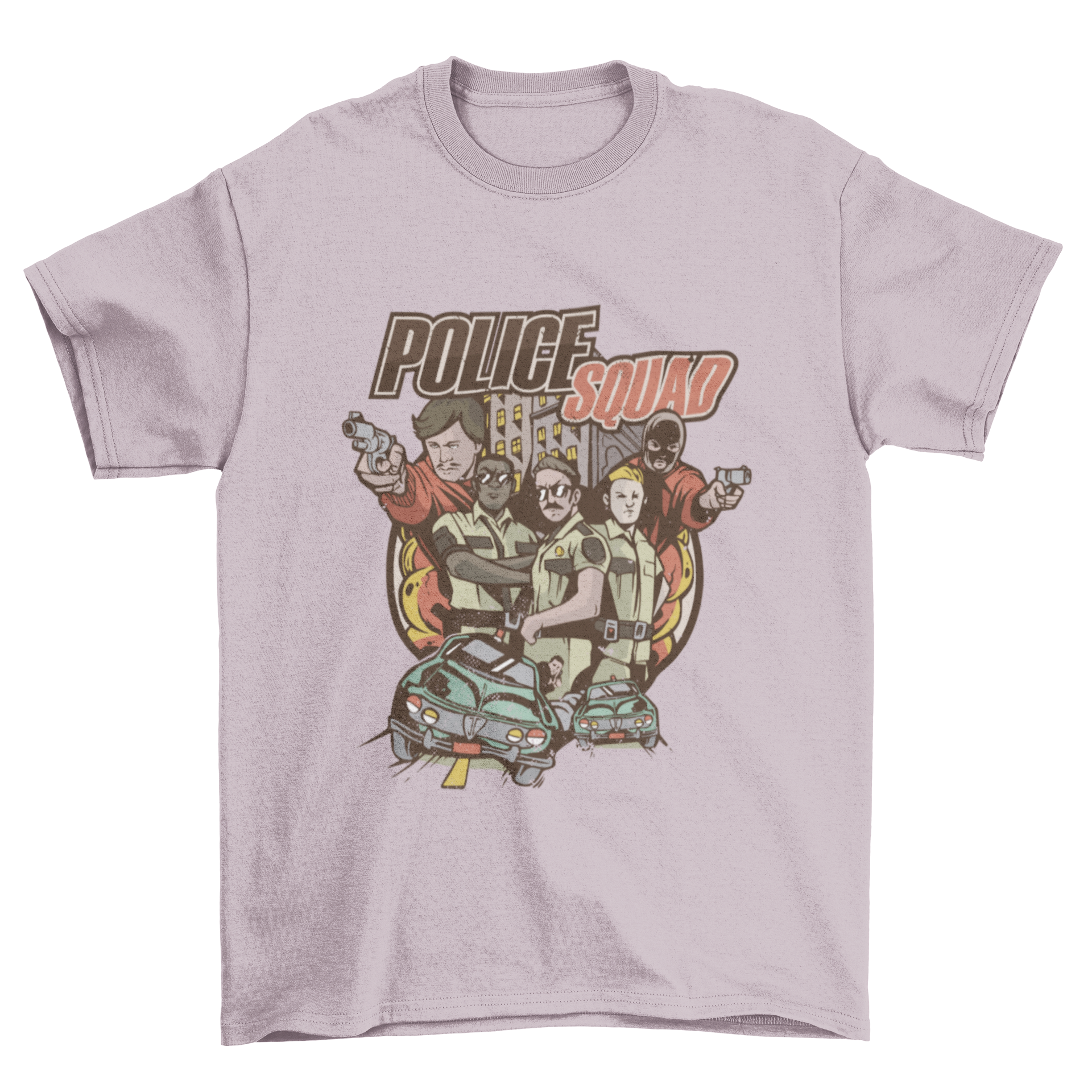 Police Squad Illustration T-shirt featuring police officers and the quote 'POLICE SQUAD'.