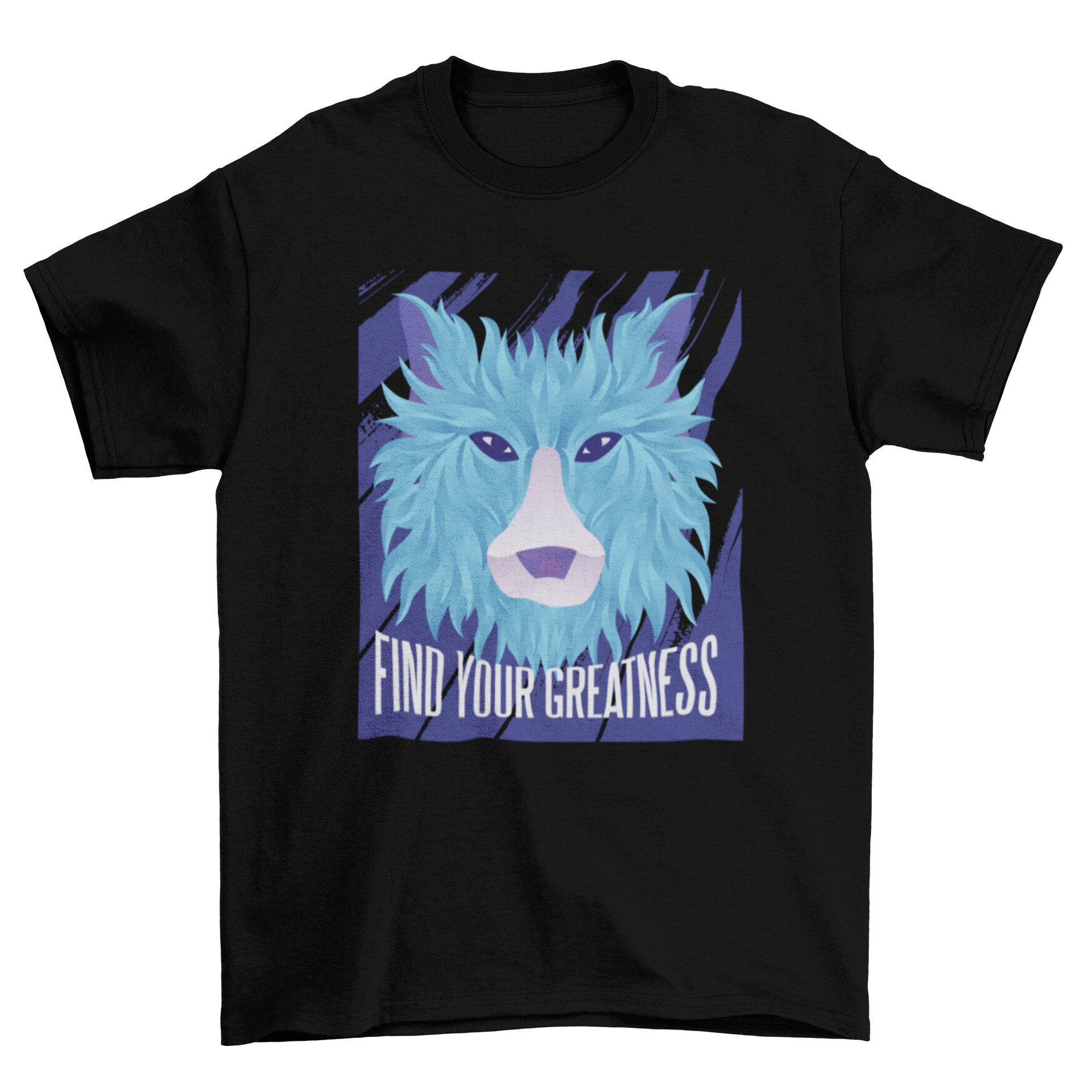 A stylish t-shirt featuring a polygonal wolf design in gradient blue tones, showcasing geometric shapes and modern art.