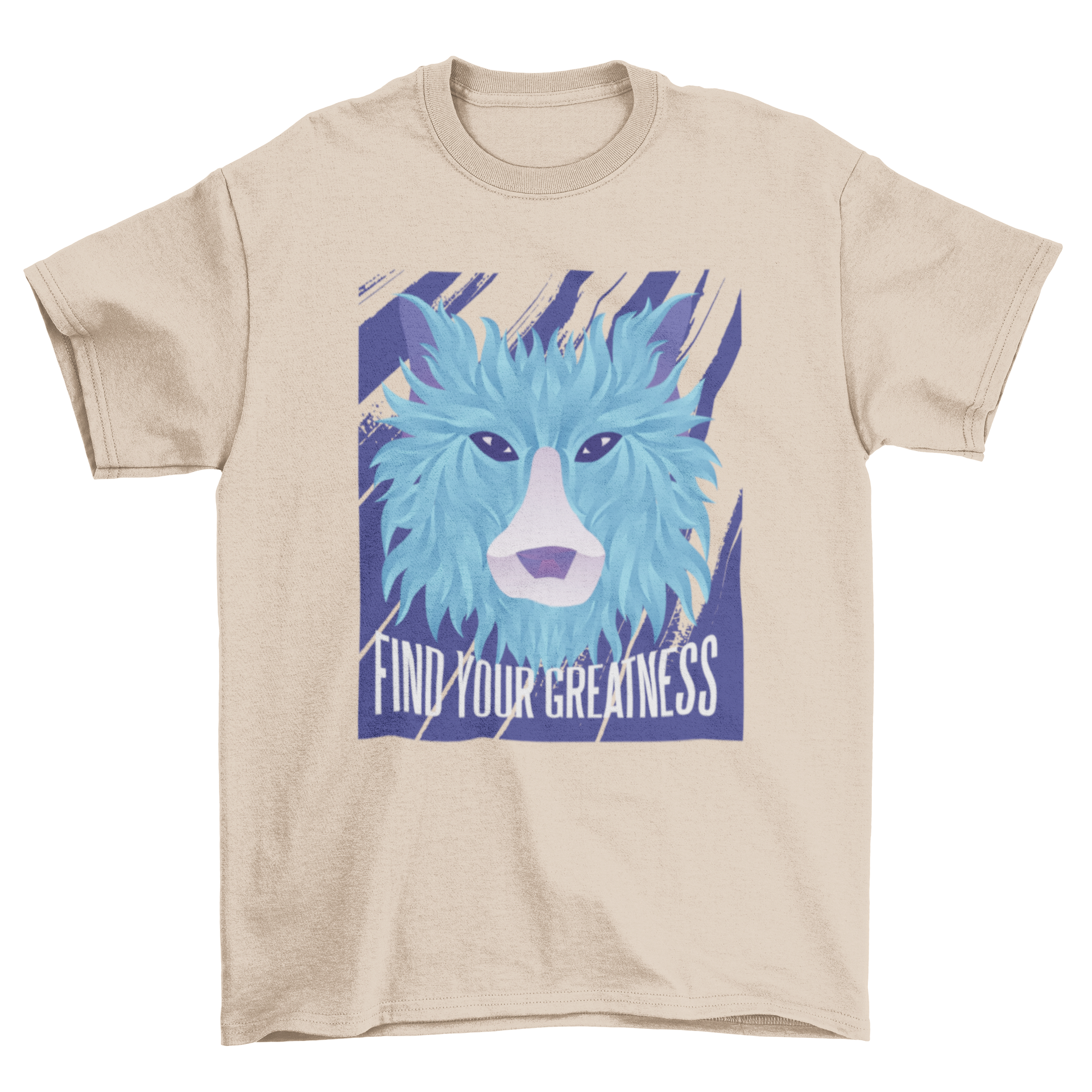 A stylish t-shirt featuring a polygonal wolf design in gradient blue tones, showcasing geometric shapes and modern art.