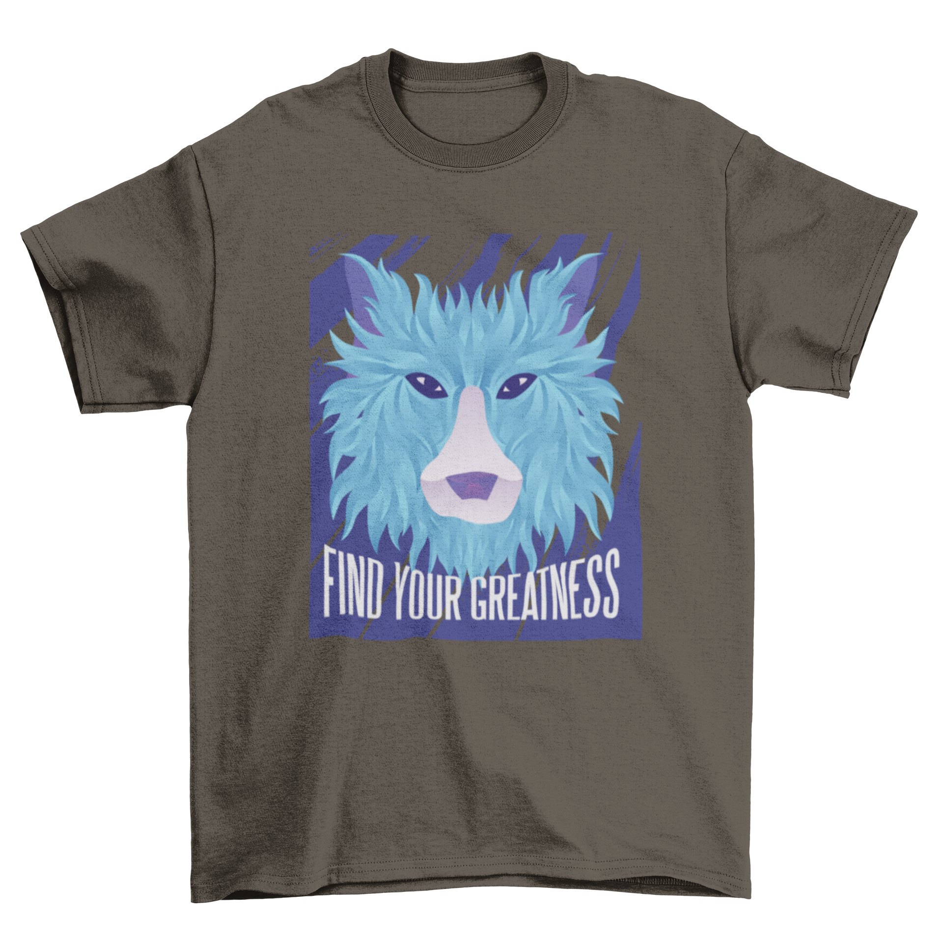 A stylish t-shirt featuring a polygonal wolf design in gradient blue tones, showcasing geometric shapes and modern art.