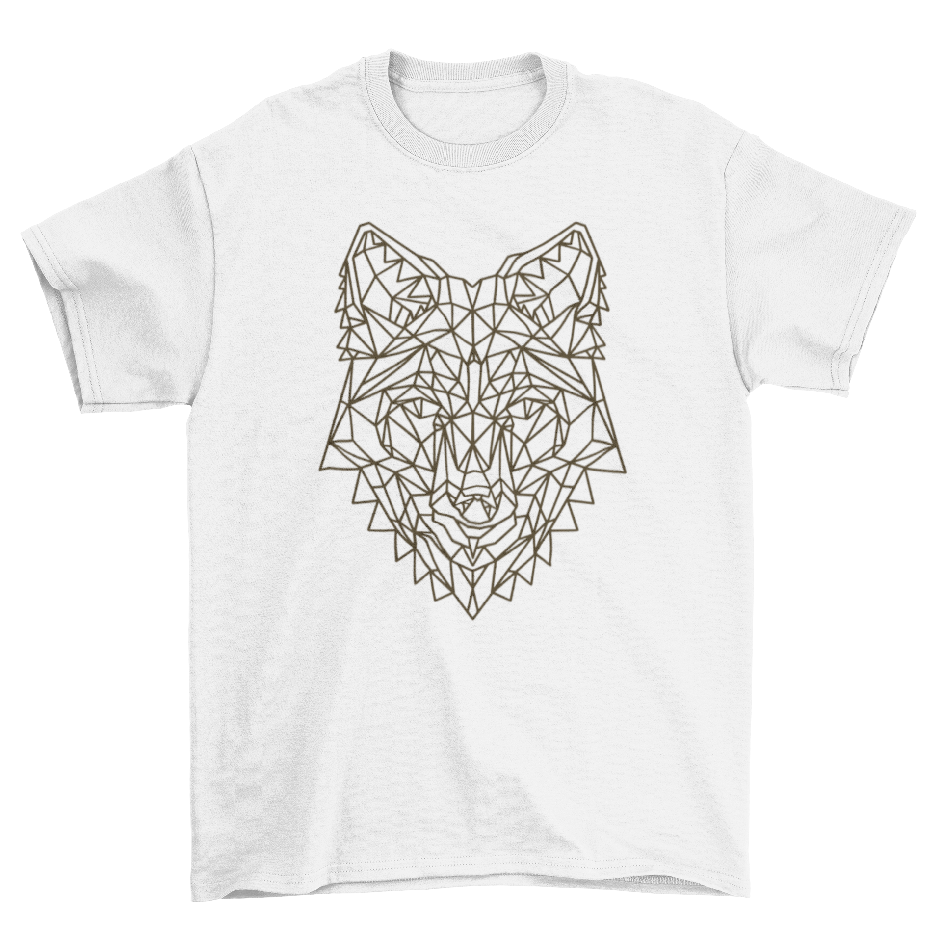 A stylish t-shirt featuring a polygonal fox head design in vibrant colors, showcasing modern artistic flair.