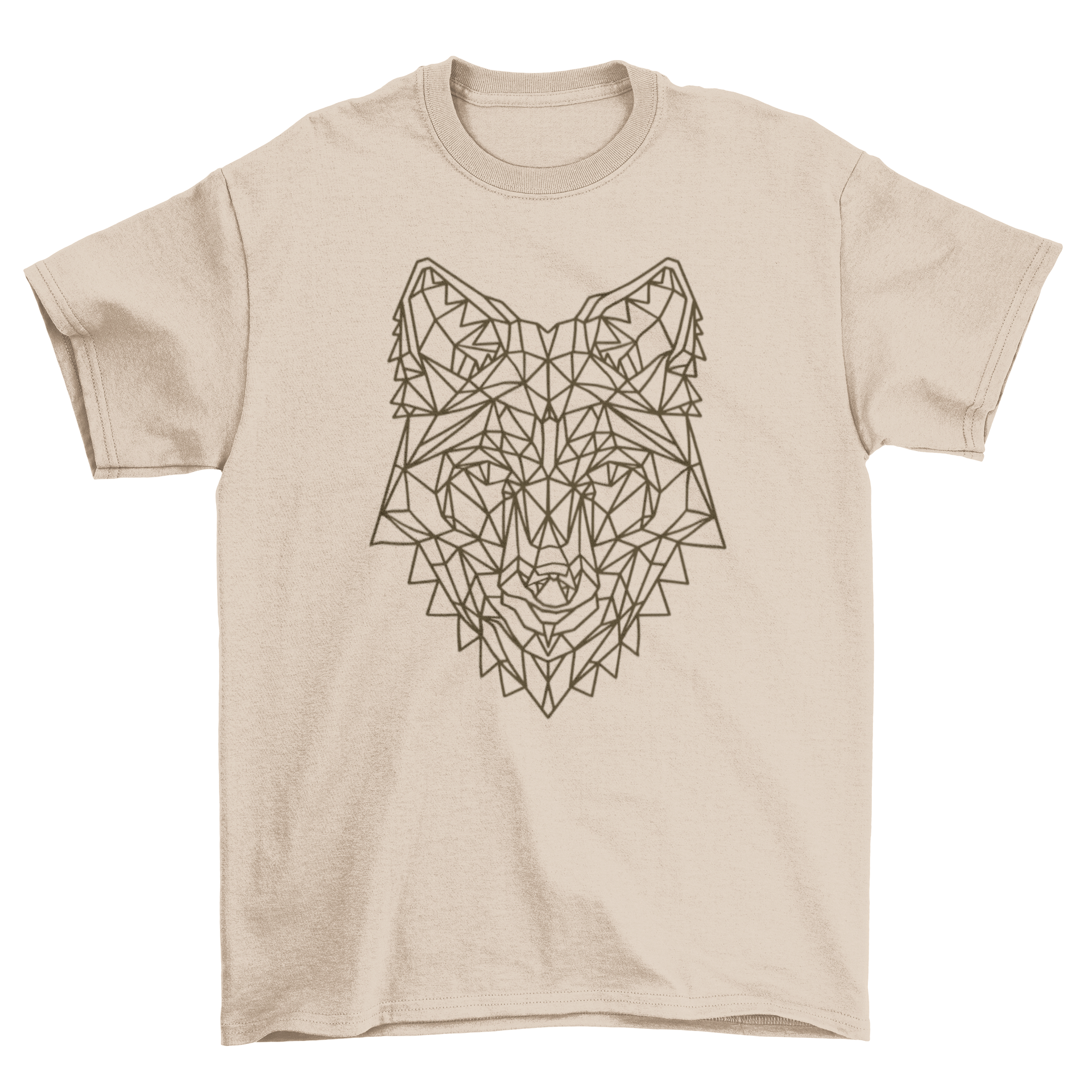 A stylish t-shirt featuring a polygonal fox head design in vibrant colors, showcasing modern artistic flair.