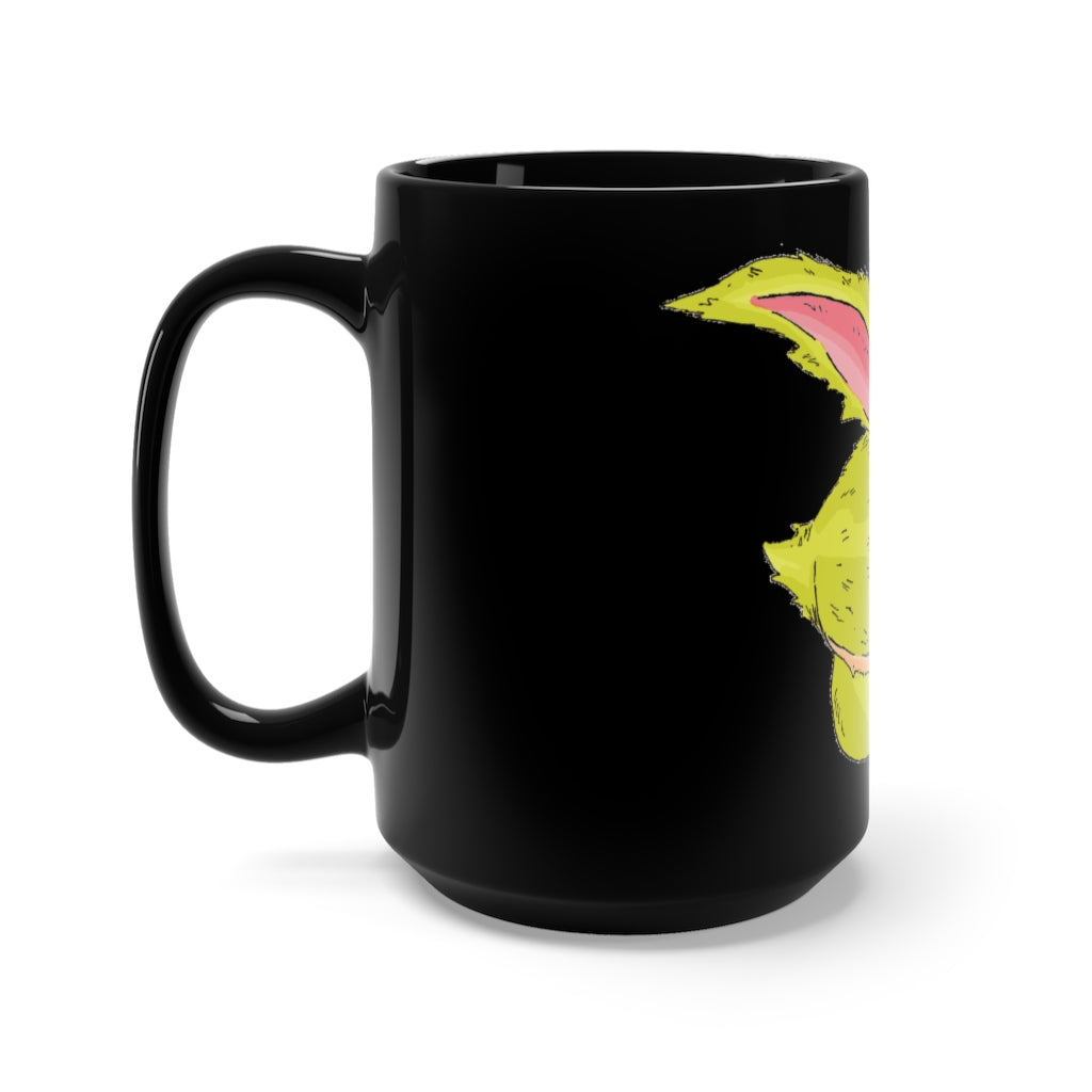 Pon-Pon Black Mug 15oz, a stylish black ceramic mug with rounded corners and a comfortable C-handle, perfect for coffee and tea.