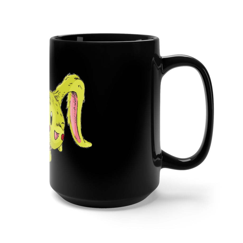 Pon-Pon Black Mug 15oz, a stylish black ceramic mug with rounded corners and a comfortable C-handle, perfect for coffee and tea.