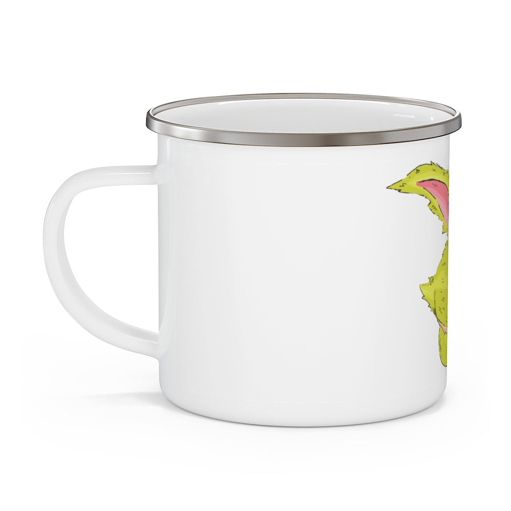 Pon-Pon Enamel Camping Mug with a stylish design, featuring a C-handle and rounded corners, perfect for outdoor adventures.