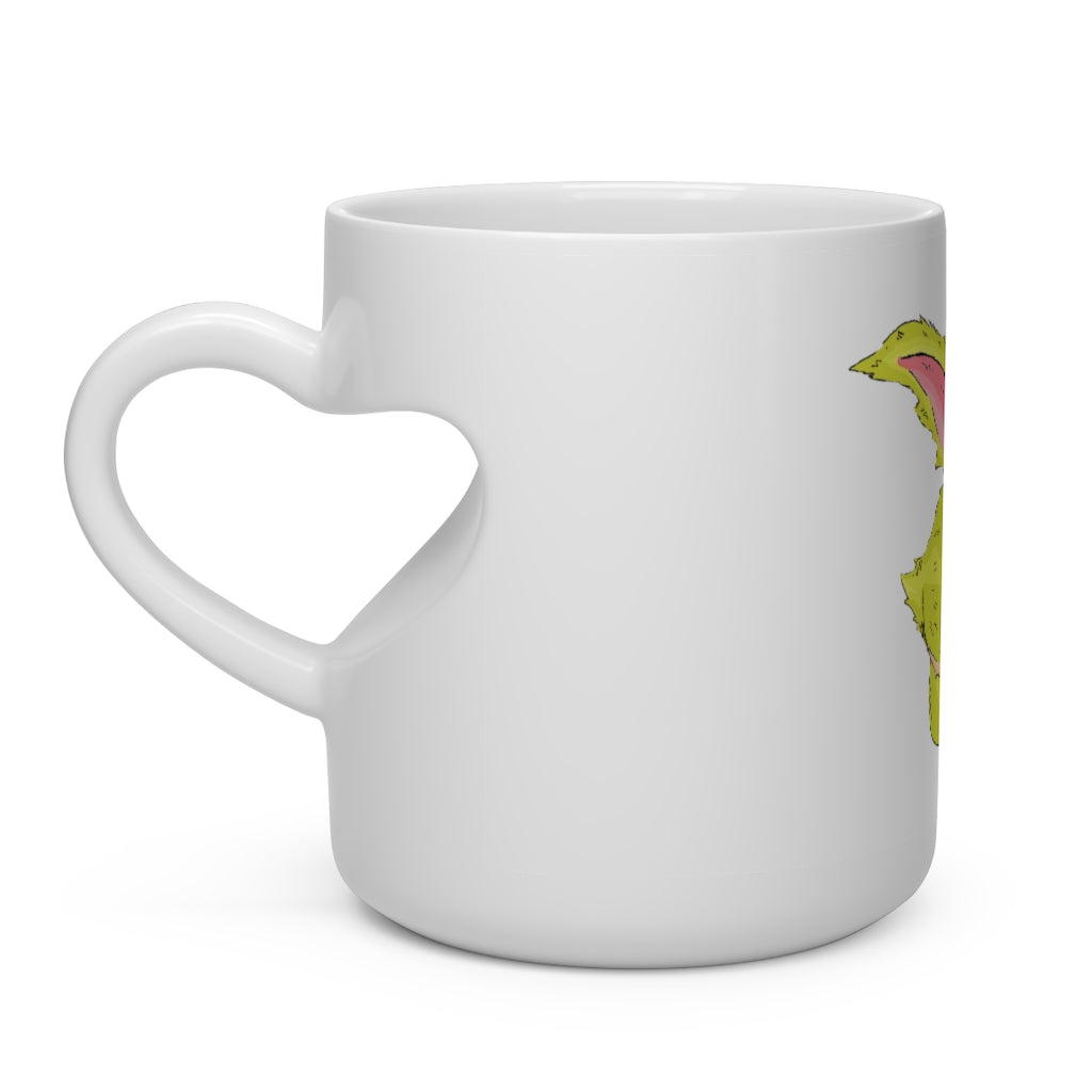 Pon-Pon Heart Shape Mug in white ceramic with a heart-shaped handle, perfect for hot beverages.