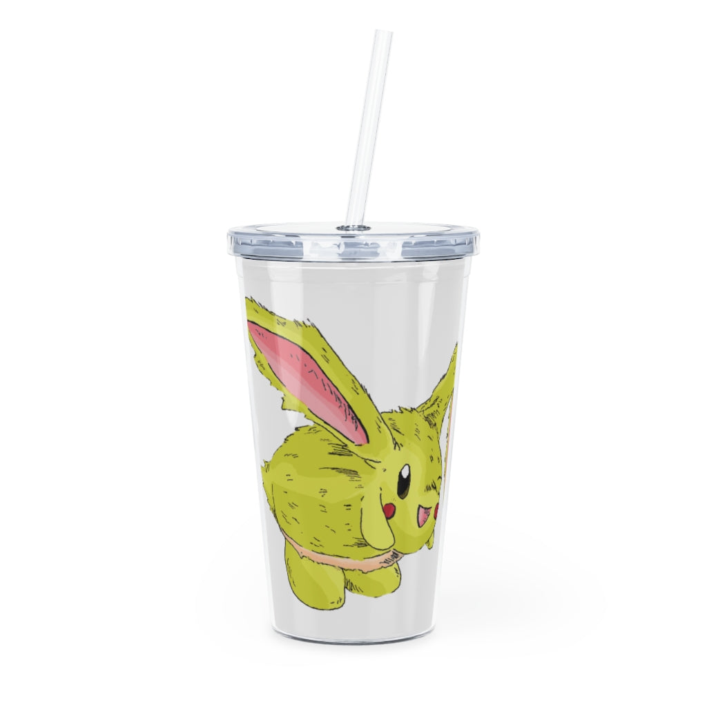 Pon-Pon Plastic Tumbler with Straw, featuring a customizable design and double wall insulation, perfect for events and gatherings.