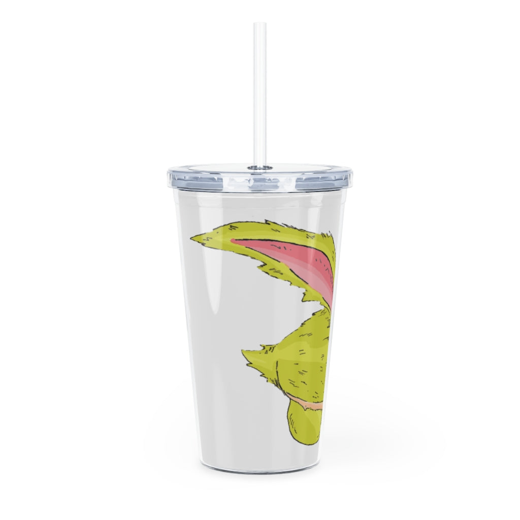 Pon-Pon Plastic Tumbler with Straw, featuring a customizable design and double wall insulation, perfect for events and gatherings.