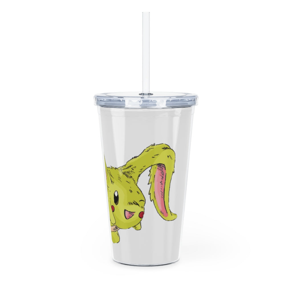 Pon-Pon Plastic Tumbler with Straw, featuring a customizable design and double wall insulation, perfect for events and gatherings.