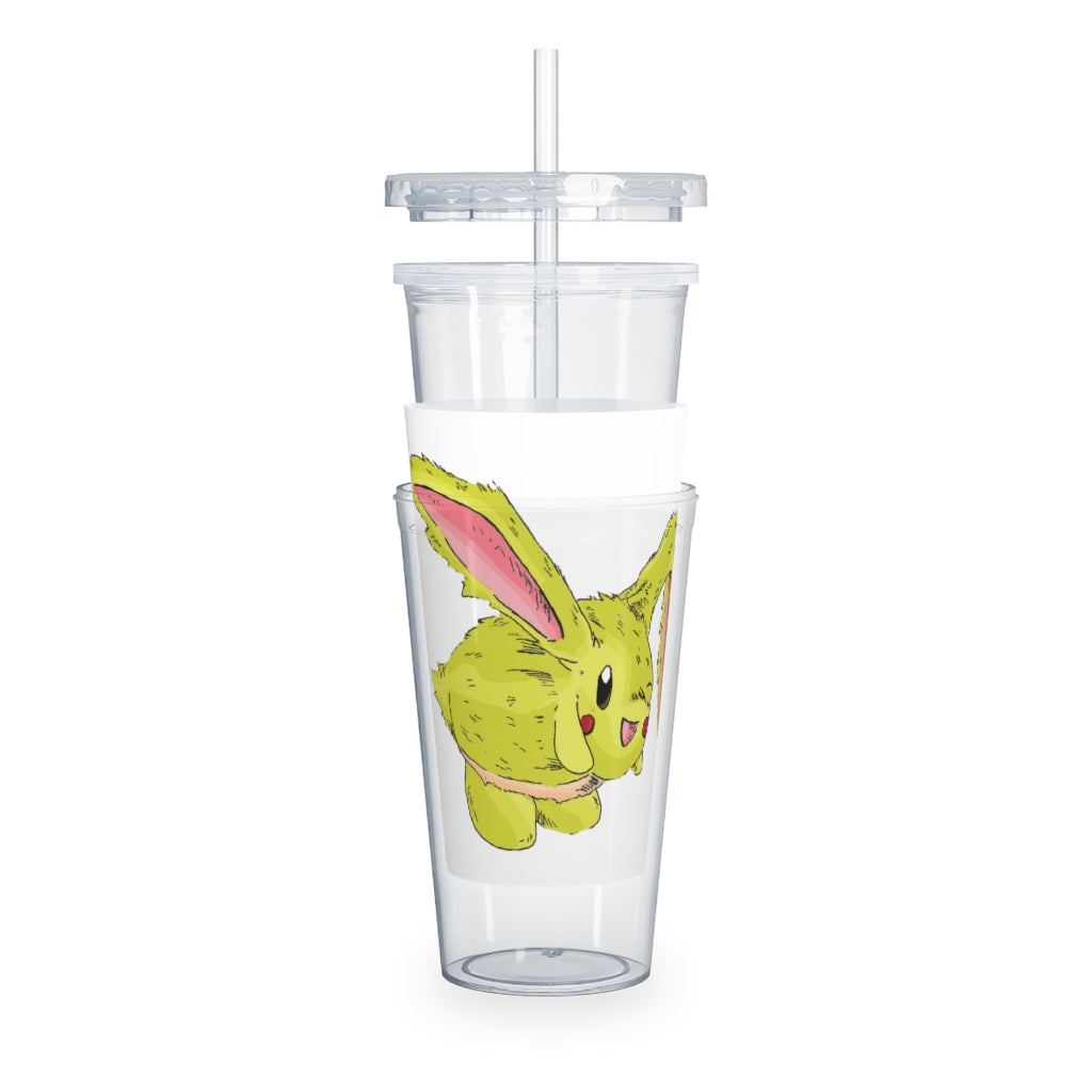 Pon-Pon Plastic Tumbler with Straw, featuring a customizable design and double wall insulation, perfect for events and gatherings.