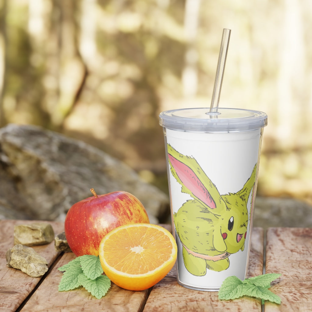 Pon-Pon Plastic Tumbler with Straw, featuring a customizable design and double wall insulation, perfect for events and gatherings.