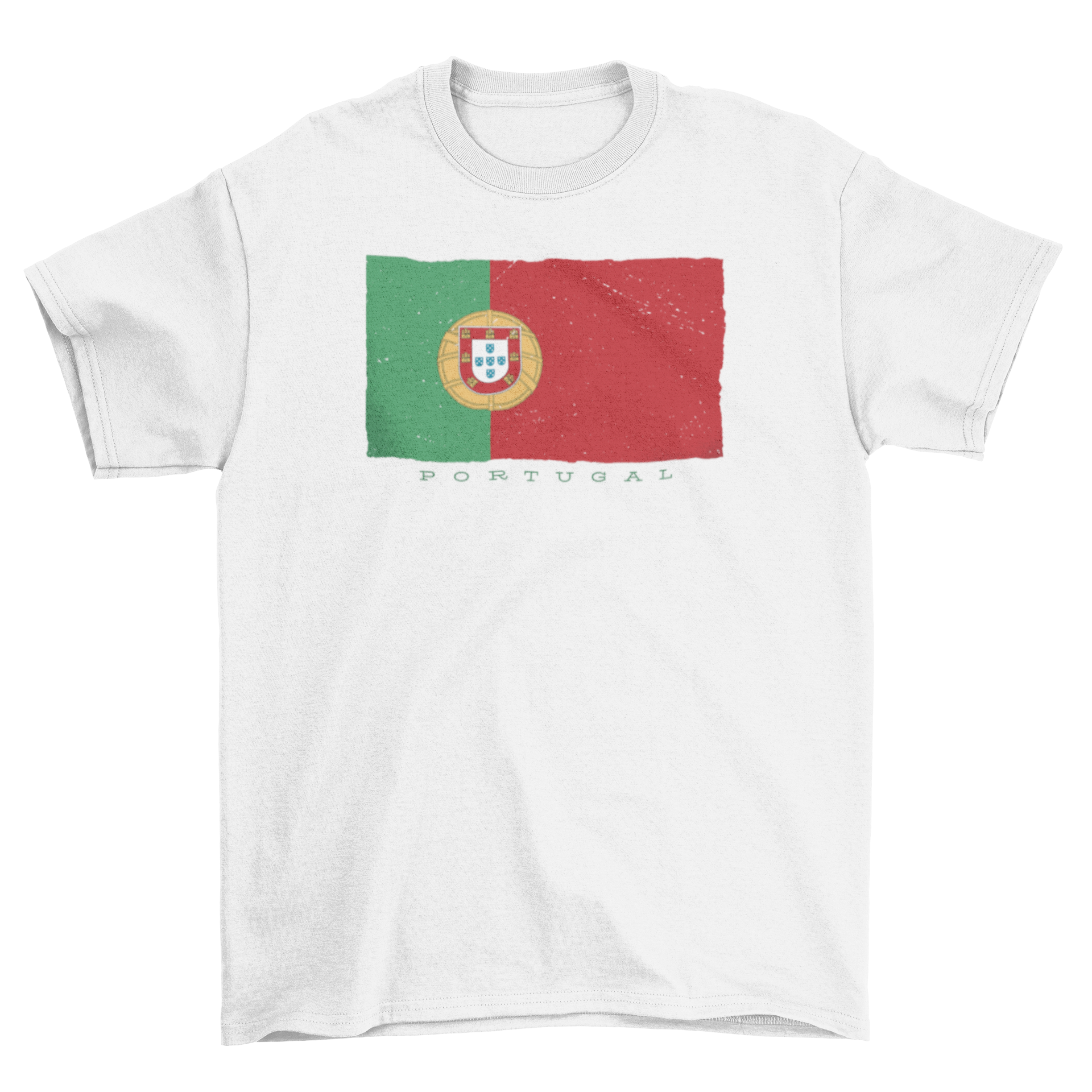 Portugal Country Flag T-shirt featuring the vibrant flag design and the word 'PORTUGAL' below it.