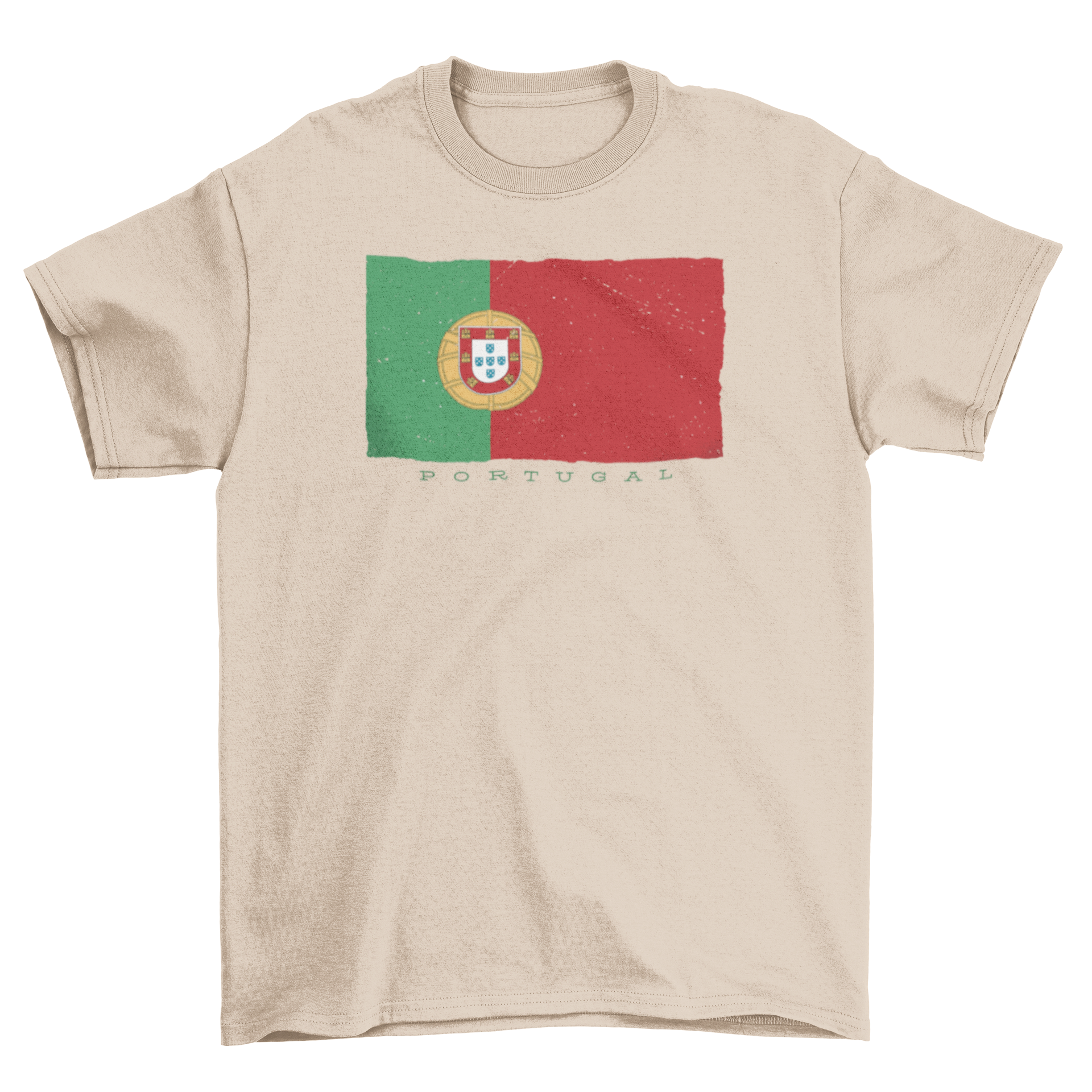 Portugal Country Flag T-shirt featuring the vibrant flag design and the word 'PORTUGAL' below it.