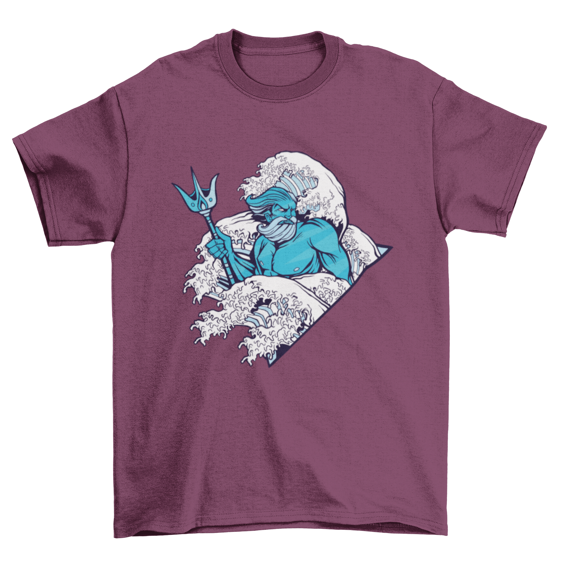 Poseidon god t-shirt featuring a detailed graphic of the Greek god of the sea with a trident.